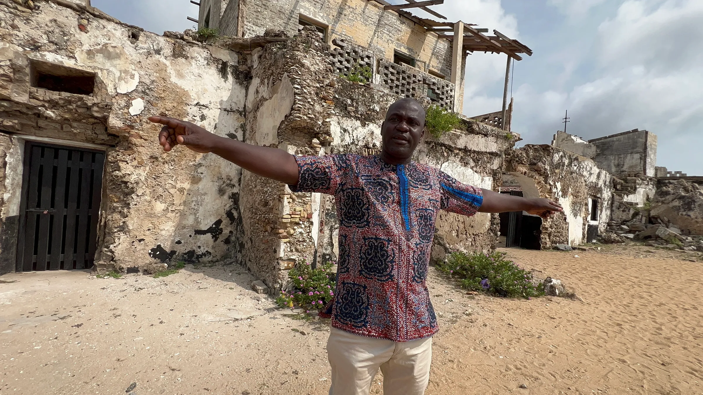 James Ocloo Akorli, caretaker of the 18th century slave-holding depot, Fort Prinzenstein, in Keta, Ghana. August 8, 2022