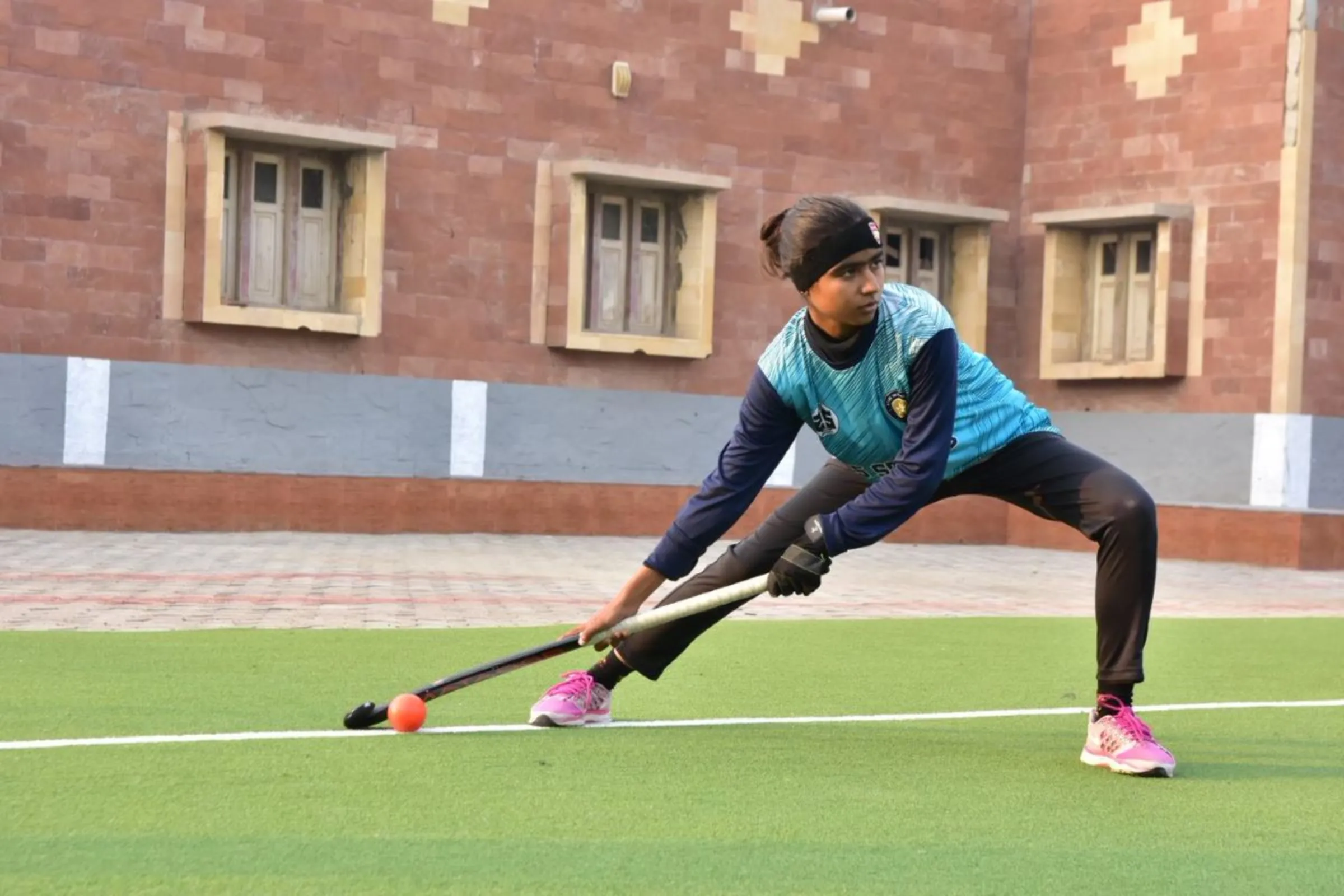 Aqsa Shabbir trains at the Star Women's Sports Academy in Jacobabad, Pakistan, on January 15, 2024. Erum Baloch/Handout via Thomson Reuters Foundation