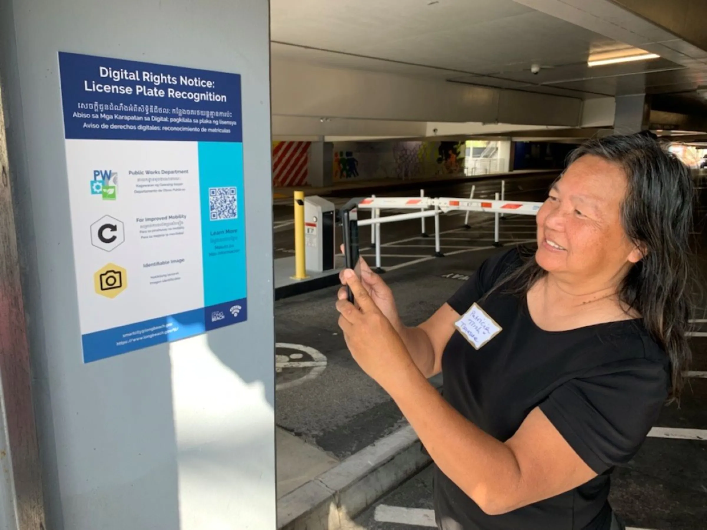 A participant takes part in a “data walk” in Long Beach, California, in October 2022. The city of Long Beach/Handout via Thomson Reuters Foundation