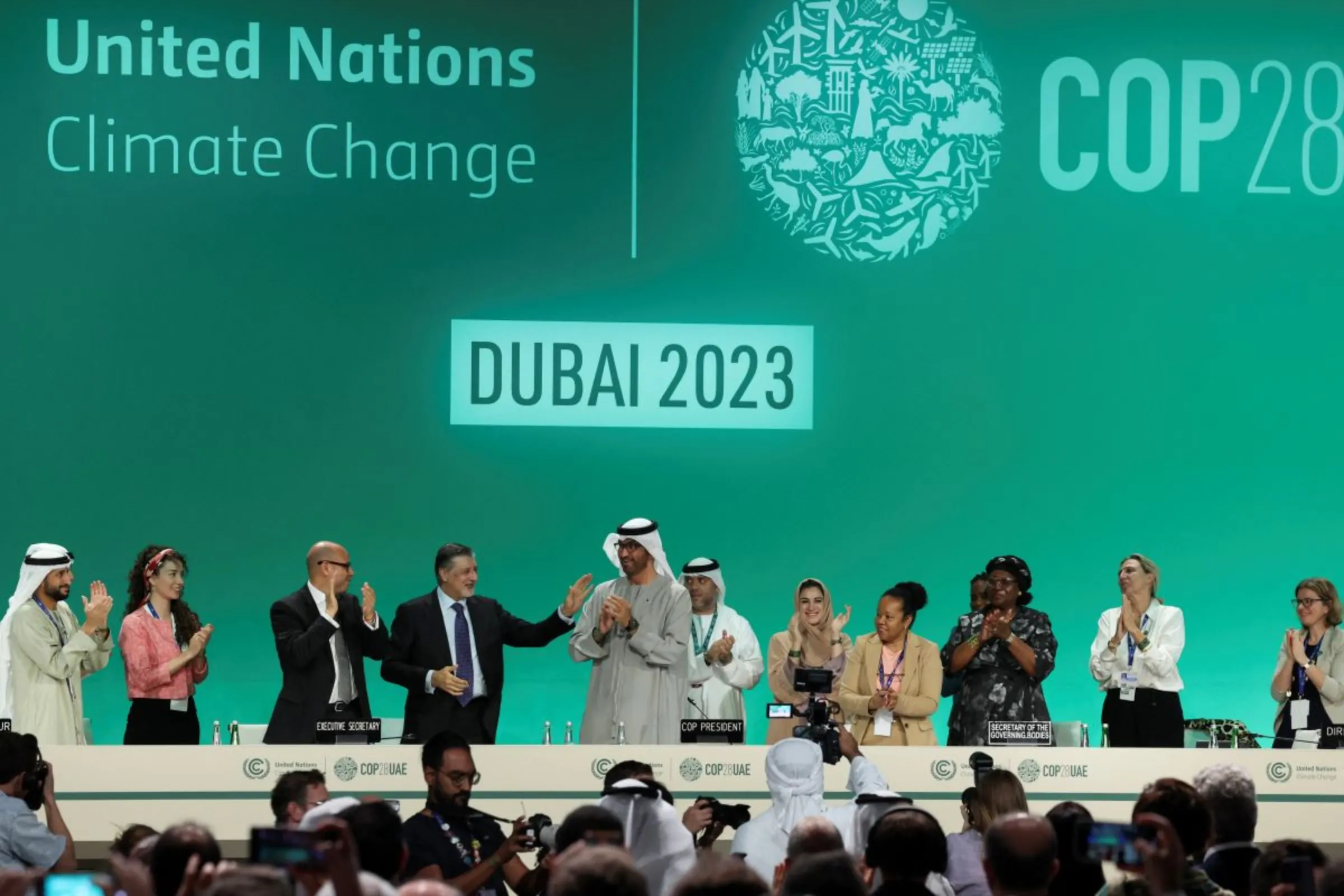 United Arab Emirates Minister of Industry and Advanced Technology and COP28 President Sultan Ahmed Al Jaber attends the plenary, after a draft of a negotiation deal was released, at the United Nations Climate Change Conference COP28 in Dubai, United Arab Emirates, December 13, 2023. REUTERS/Amr Alfiky