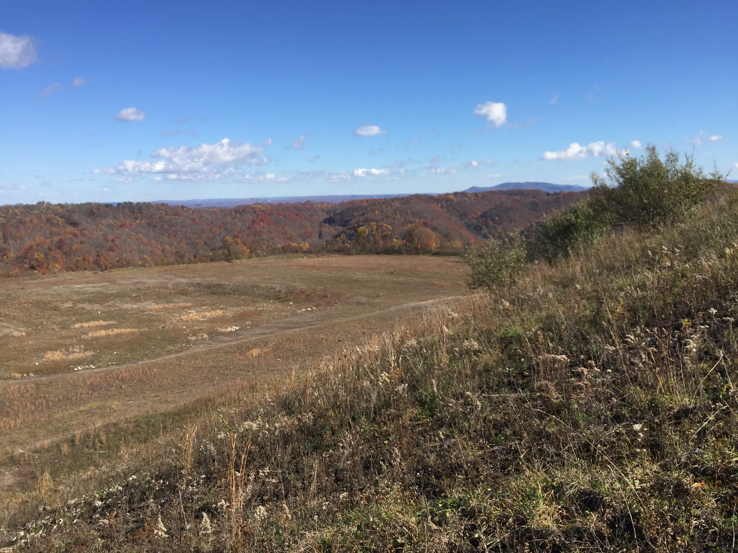 Landscape of green hills against a blue sky