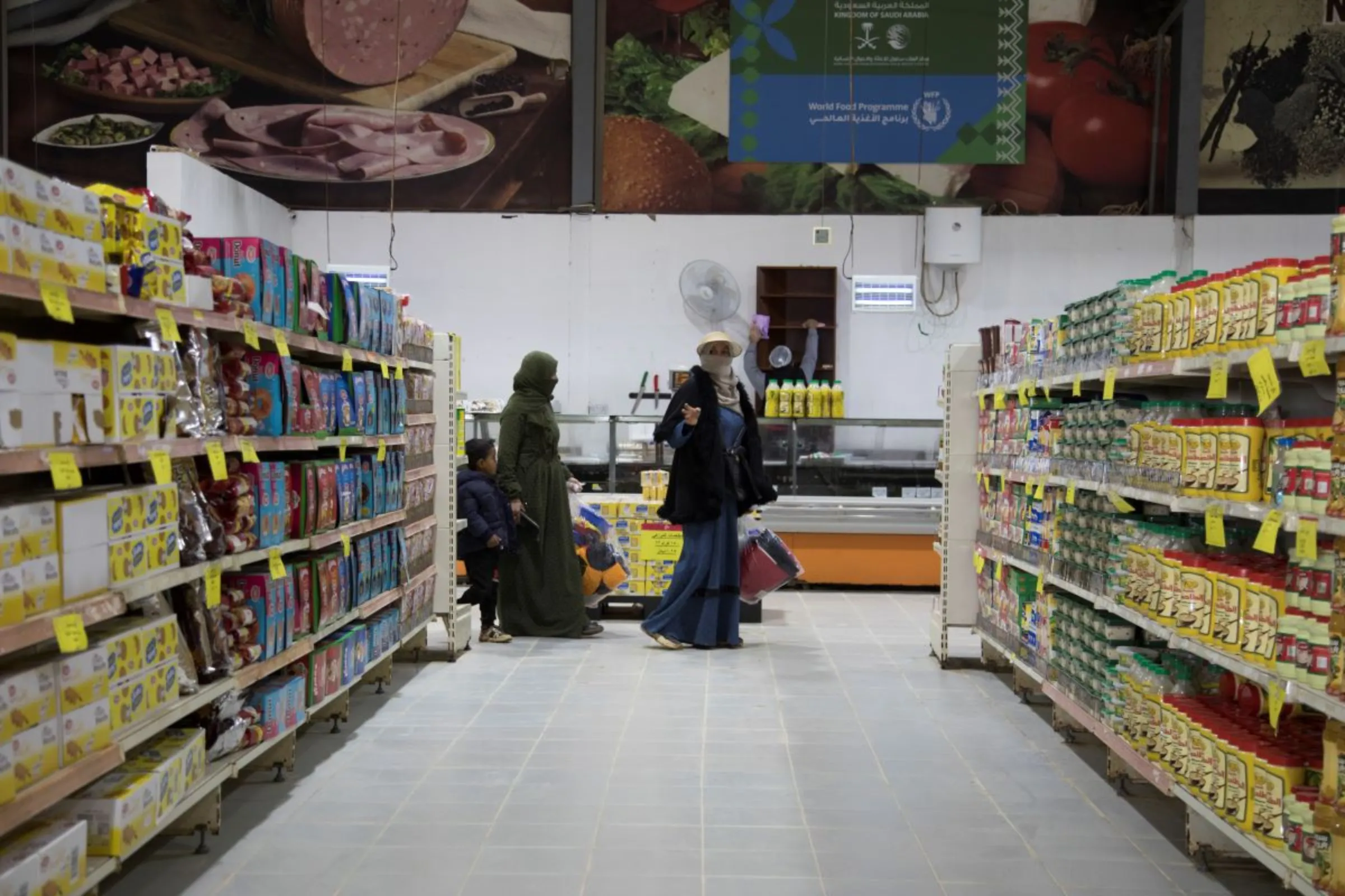 Shoppers browse Sameh Mall’s aisles in Azraq, Jordan. November 27, 2022