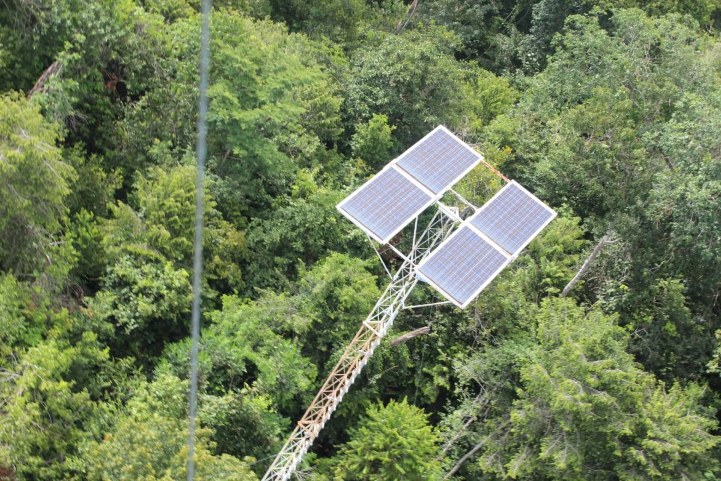 Tower installed by IPAM Amazônia to measure carbon, moisture and energy flows and understand the effects of fires over forests in Querência, Brazil, March 7, 2024. Thomson Reuters Foundation /André Cabette Fábio