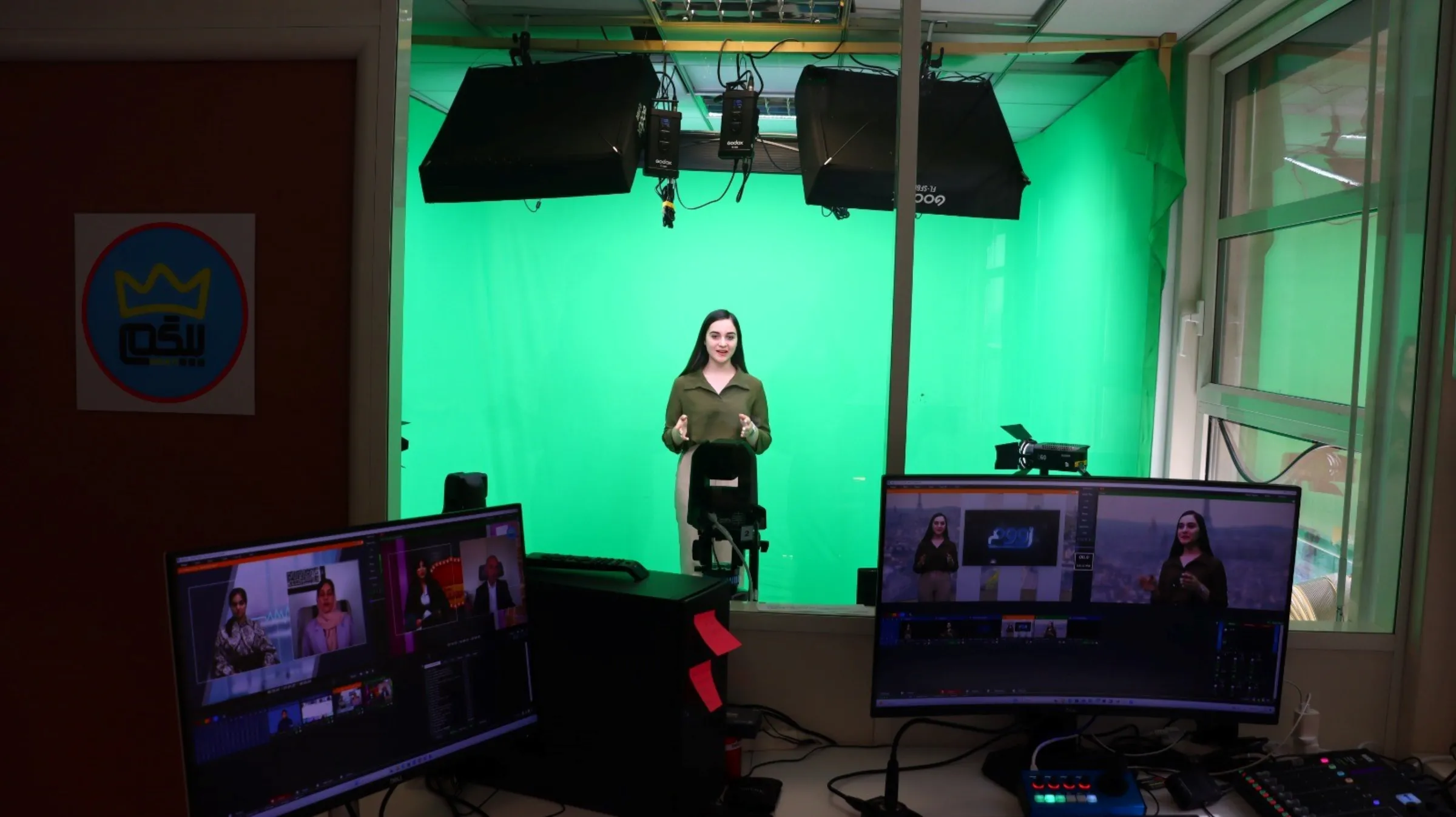 Begum TV host Getee Azami presents her show Kasp wa kar, dedicated to supporting women’s entrepreneurship, from Paris. Begum Organization for Women/Handout via Thomson Reuters Foundation