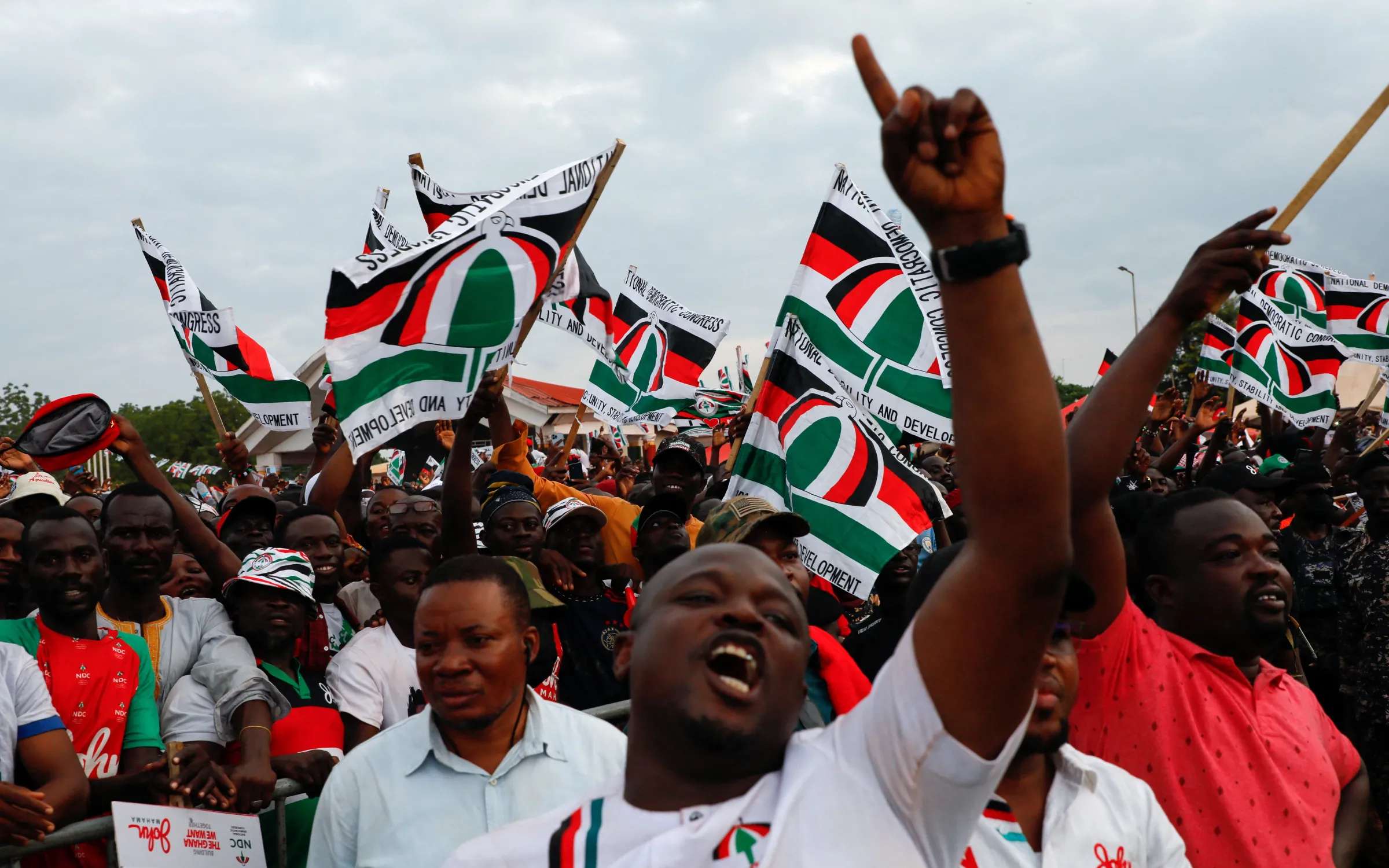 Supporters of Ghana's main opposition National Democratic Congress (NDC) party attend a political campaign launch ahead of December polls, in Tamale, Ghana, July 27, 2024. REUTERS/Francis Kokoroko