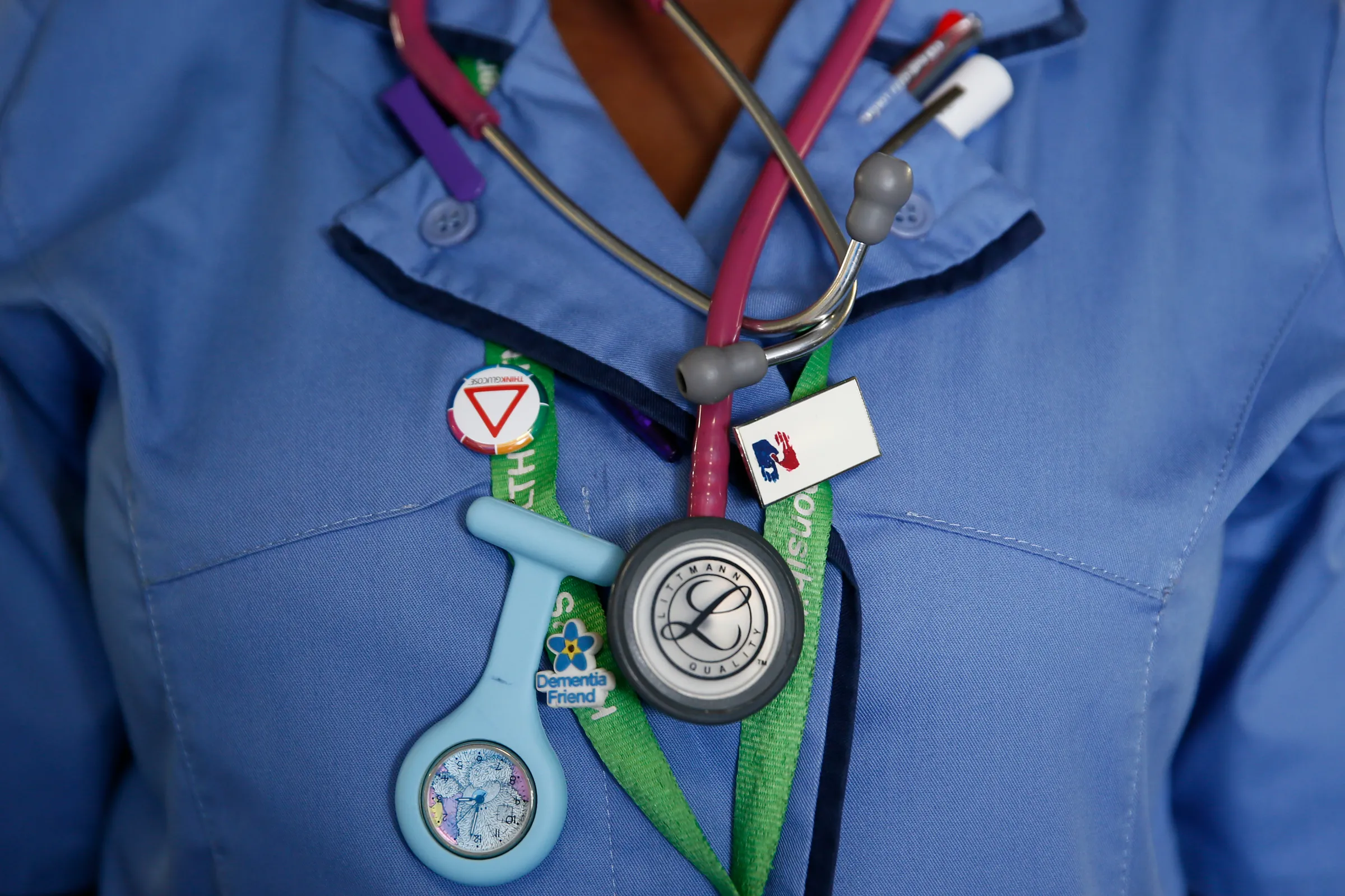 A nurse wears a watch and stethoscope at St Thomas' Hospital in central London January 28, 2015. REUTERS/Stefan Wermut