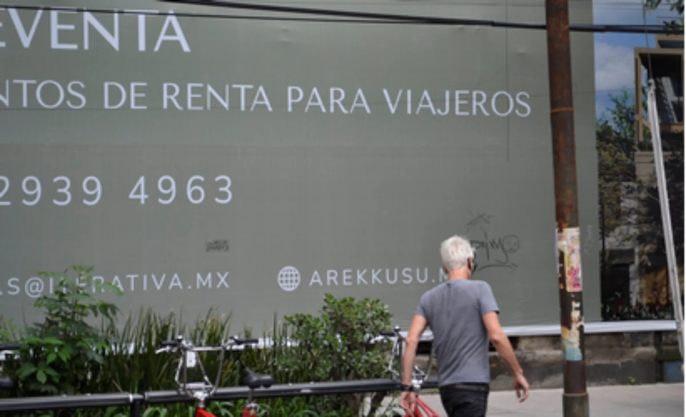 Building selling apartments exclusively for foreigners, Mexico City, Mexico August 2022. Thomson Reuters Foundation/Diana Baptista