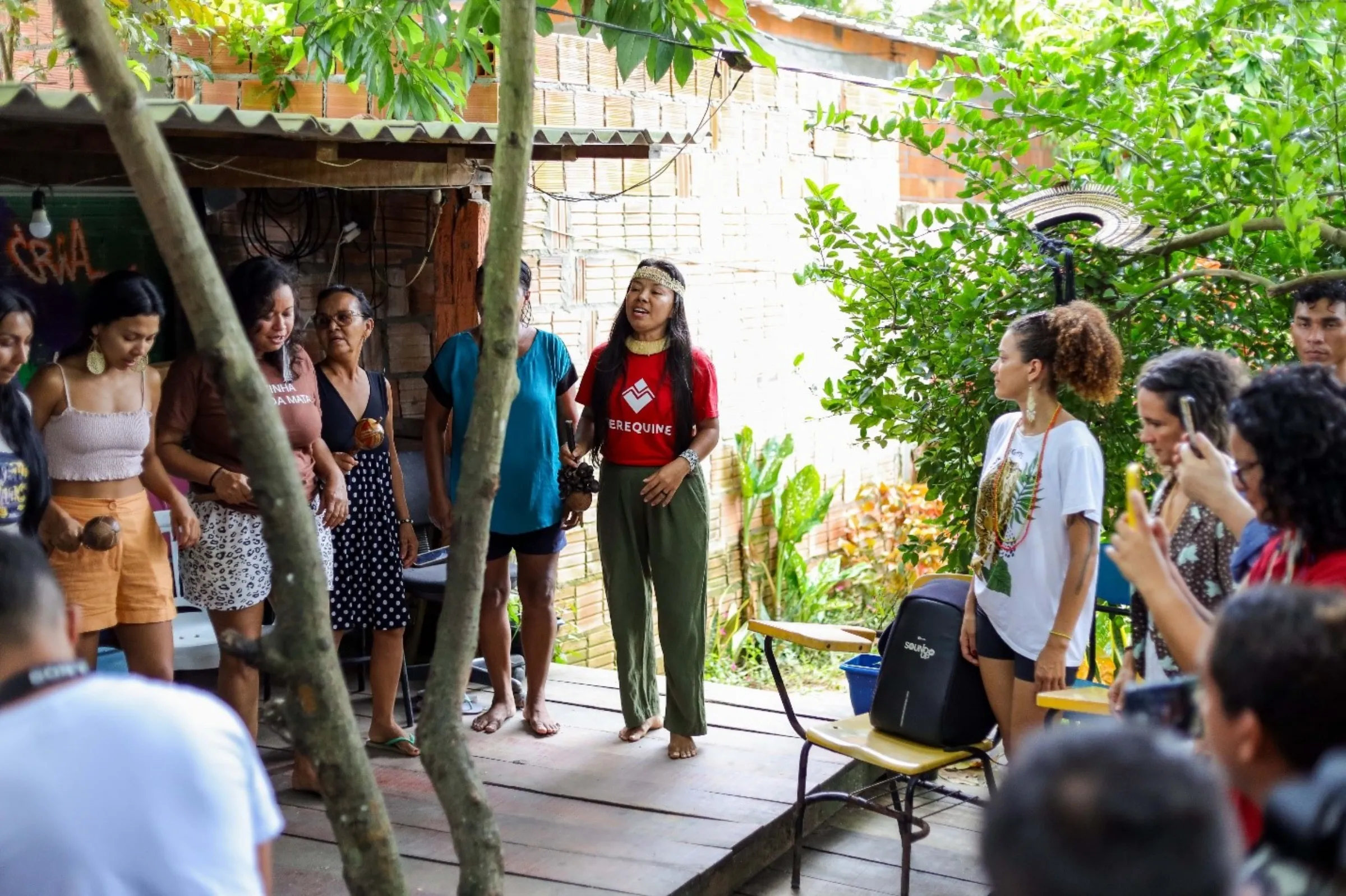 Vanda Witoto gives a workshop in Ateliê Derequine’s headquarters in Manaus, Brazil, March 12, 2025. Nathalie Brasil/Thomson Reuters Foundation