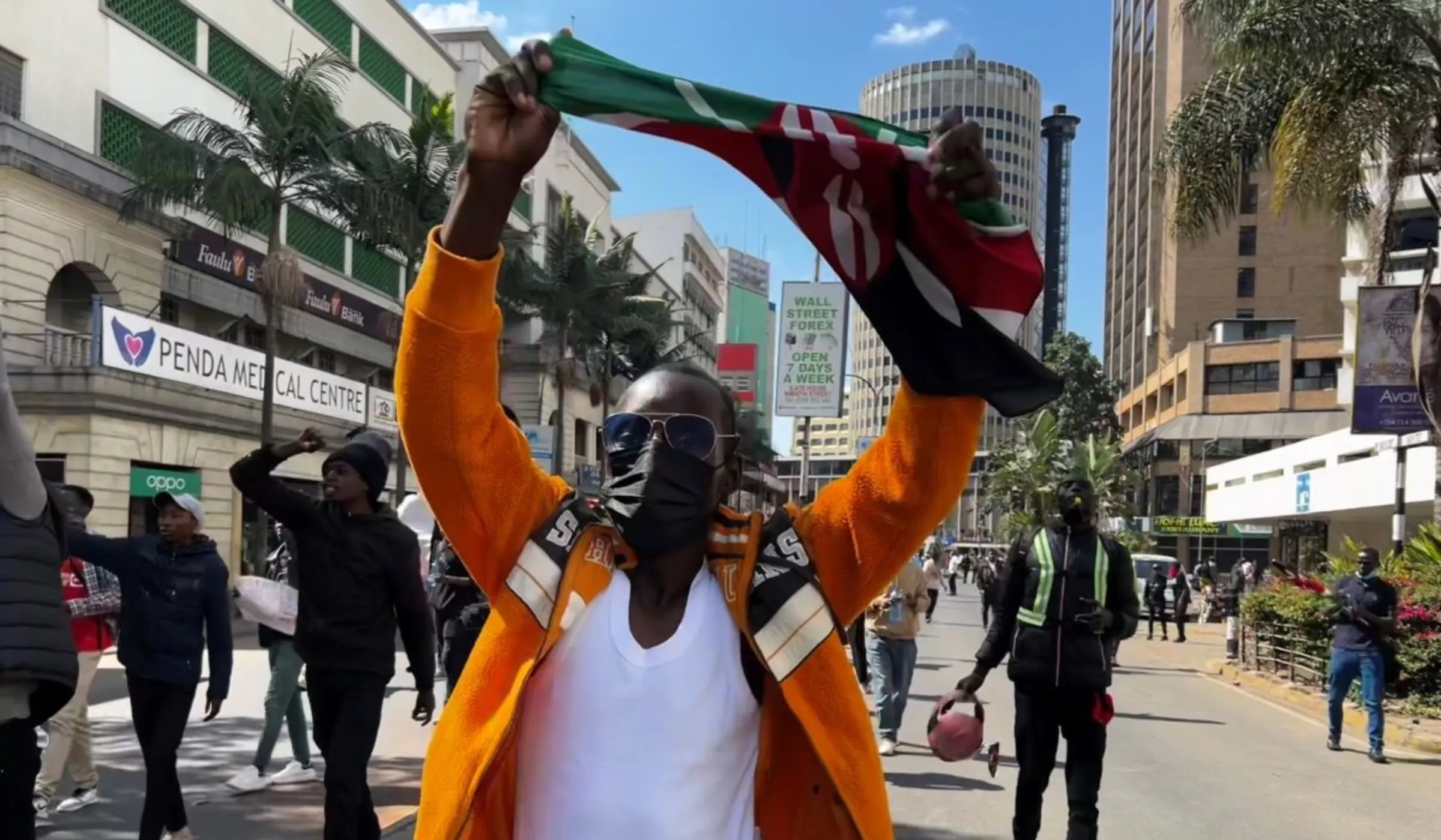 Kenyan protestors at a anti-finance bill protest in Nairobi, Kenya on June 25, 2024. Thomson Reuters Foundation/Nita Bhalla