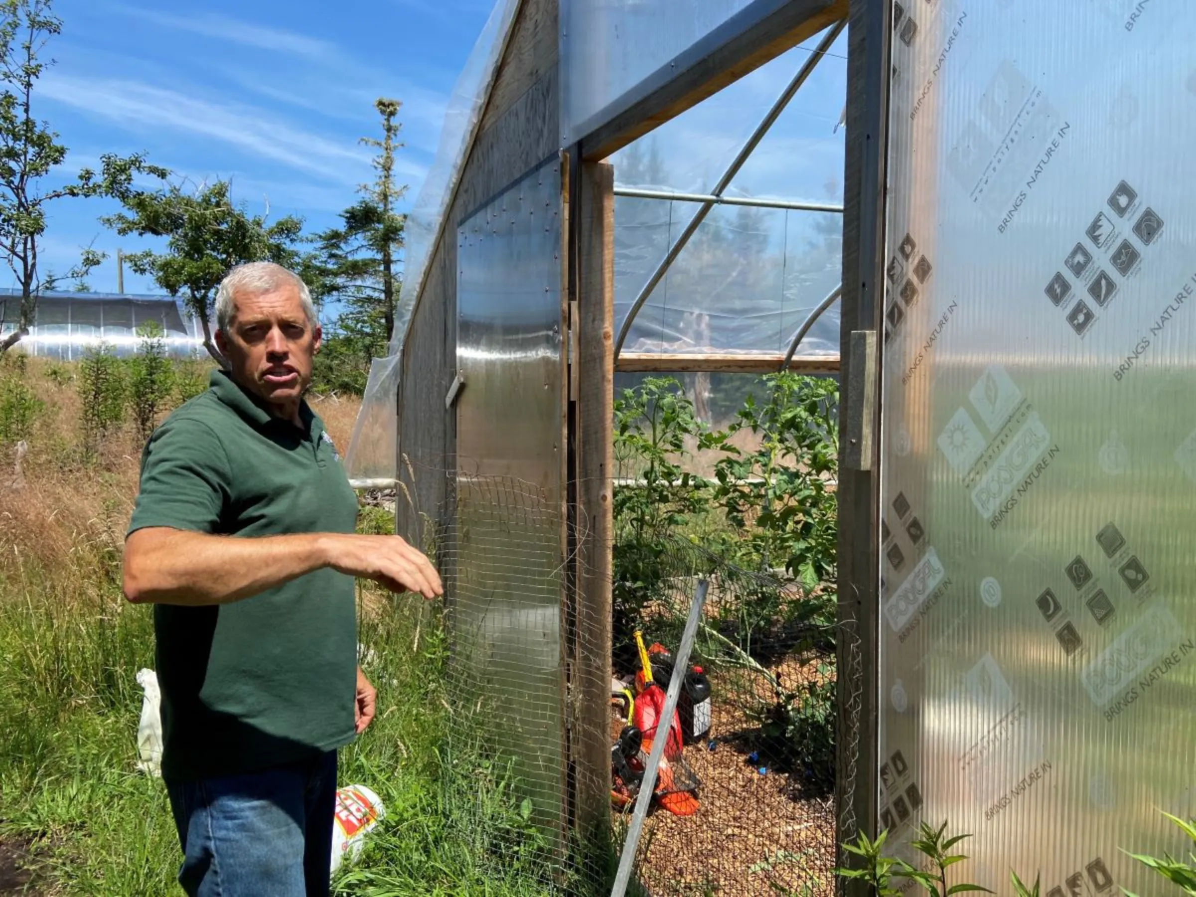 Matthew Roy, owner of Coastal Grove Farm, is pictured at the farm in Nova Scotia, Canada, July 24, 2023