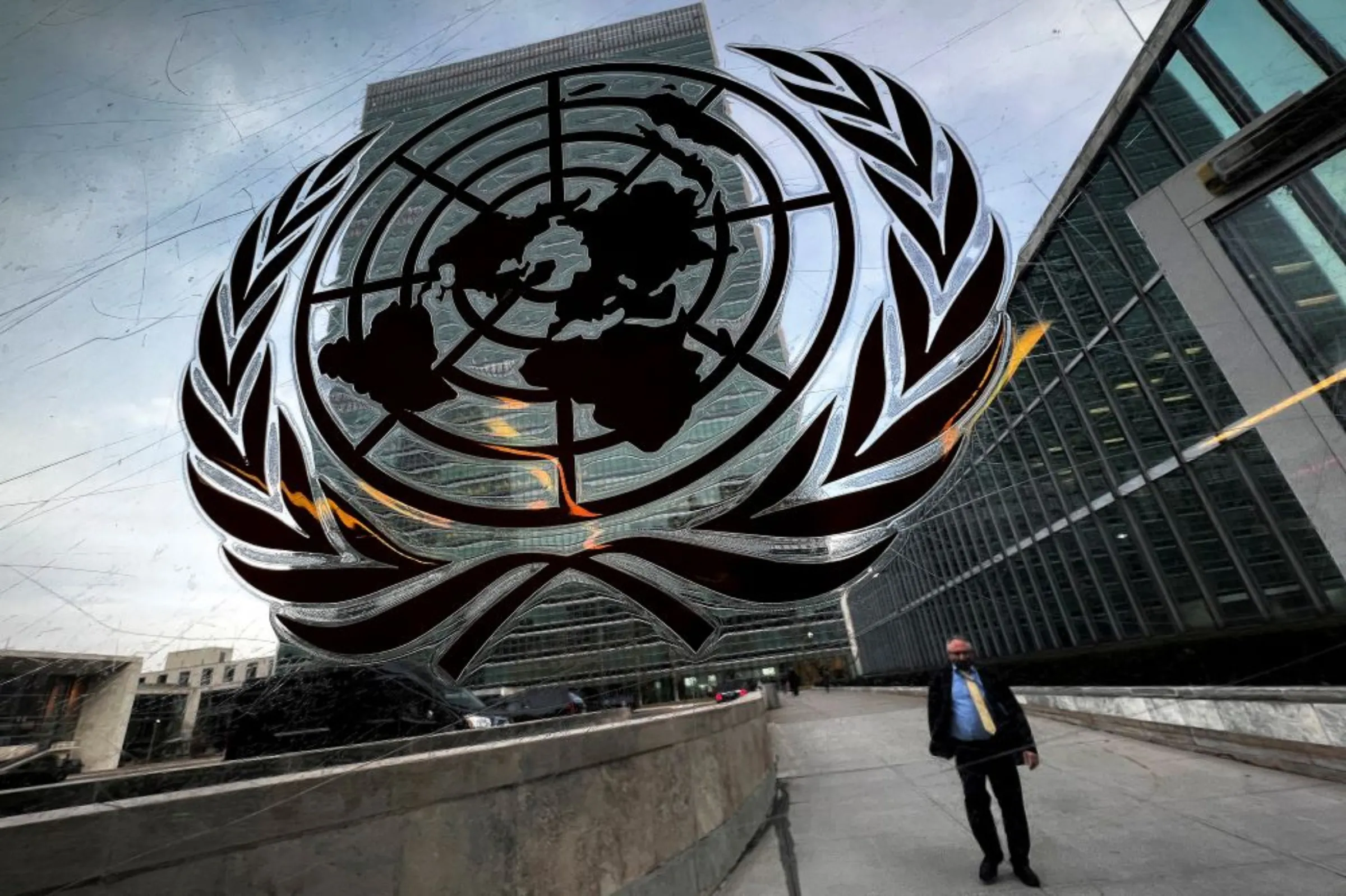 A person departs the United Nations (UN) headquarters building in the Manhattan borough of New York City, New York, U.S., March 1, 2022. REUTERS/Carlo Allegri