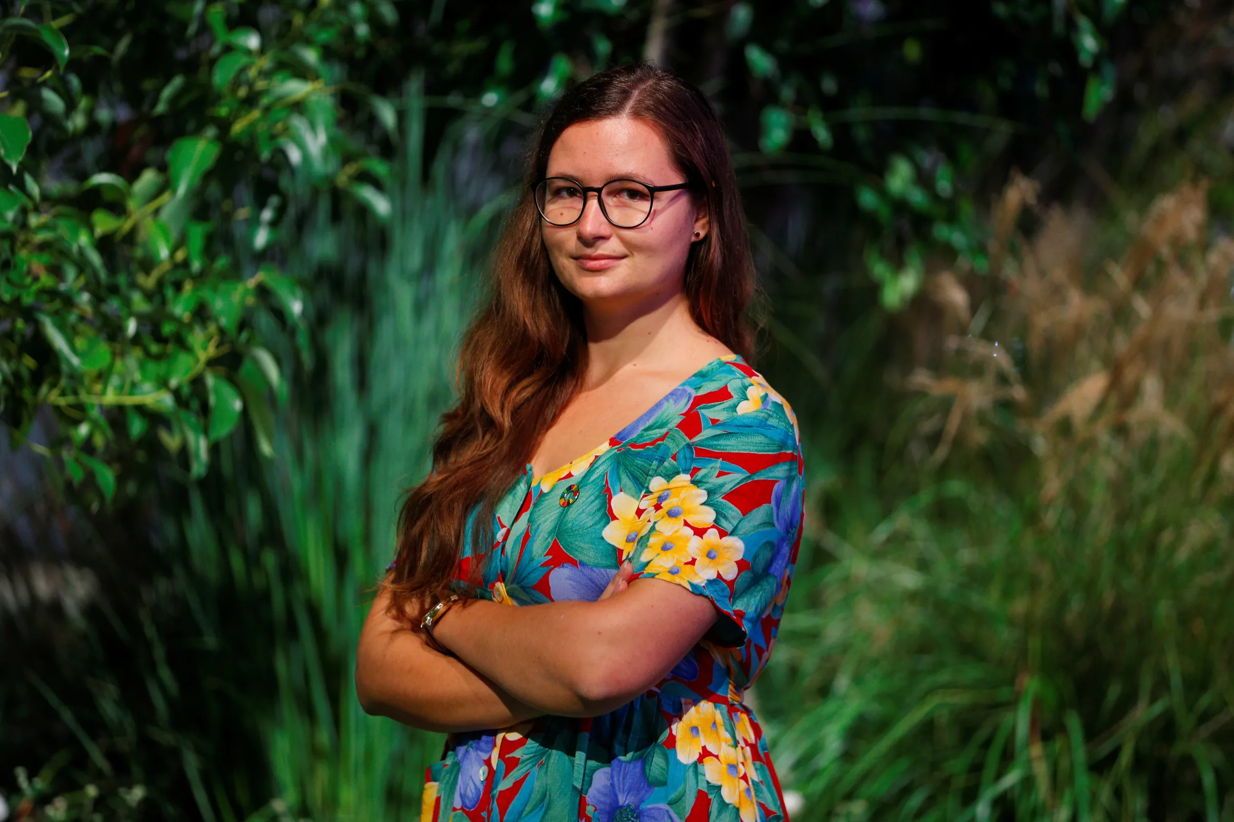 Climate activist Marie-Claire Graf, 25, from Switzerland poses for a photo during the Youth4Climate pre-COP26 conference in Milan, Italy, September 28, 2021. REUTERS/Guglielmo Mangiapane