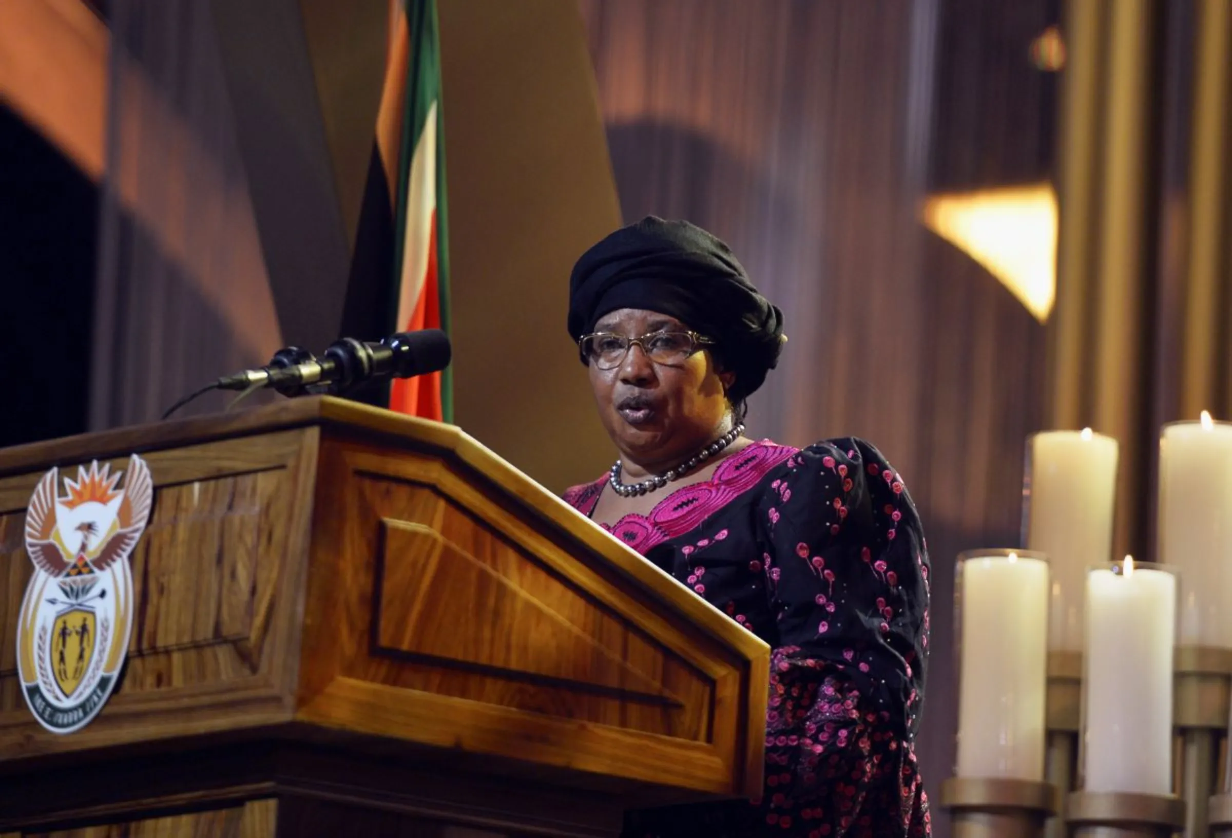 Joyce Banda speaks at the funeral ceremony for former South African President Nelson Mandela in Qunu December 15, 2013. REUTERS/Odd Andersen
