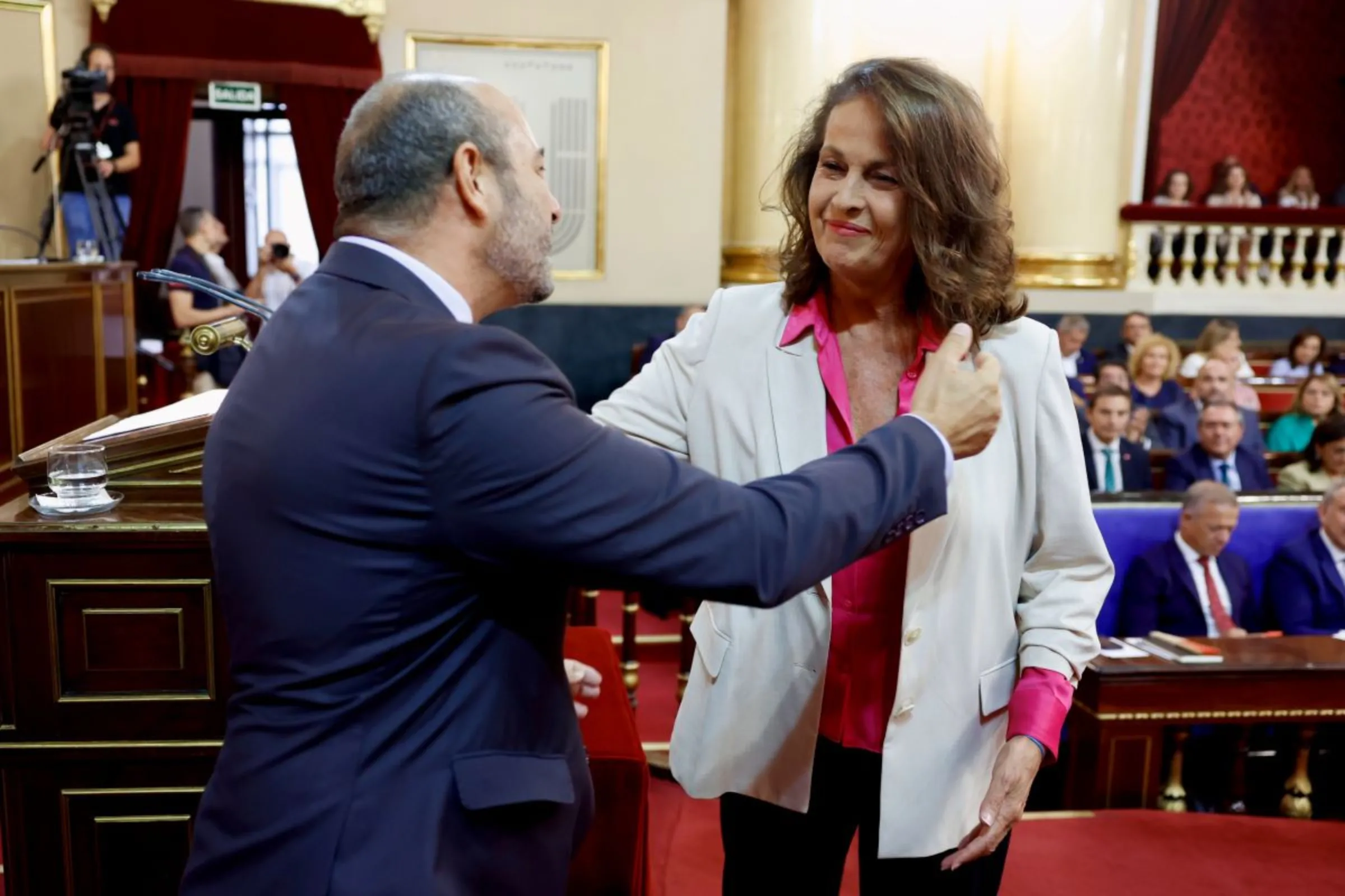 Spanish politician Carla Antonelli is sworn in as the country first openly trans senator in Madrid on August 17, 2023. Más Madrid/Handout via Thomson Reuters Foundation