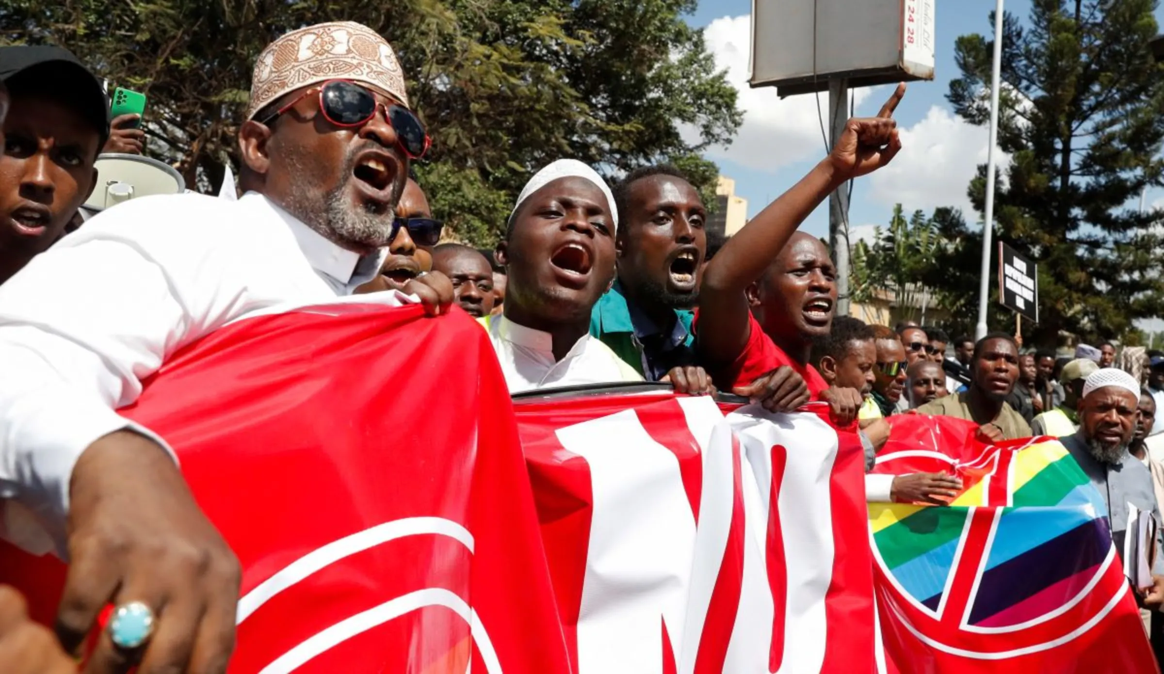Anti-LGBTQ protesters and religious activists march against LGBT rights after the Supreme Court allow the the National Gay and Lesbian Human Rights Commission (NGLHRC) to register, in downtown Nairobi, Kenya October 6, 2023. REUTERS/Thomas Mukoya