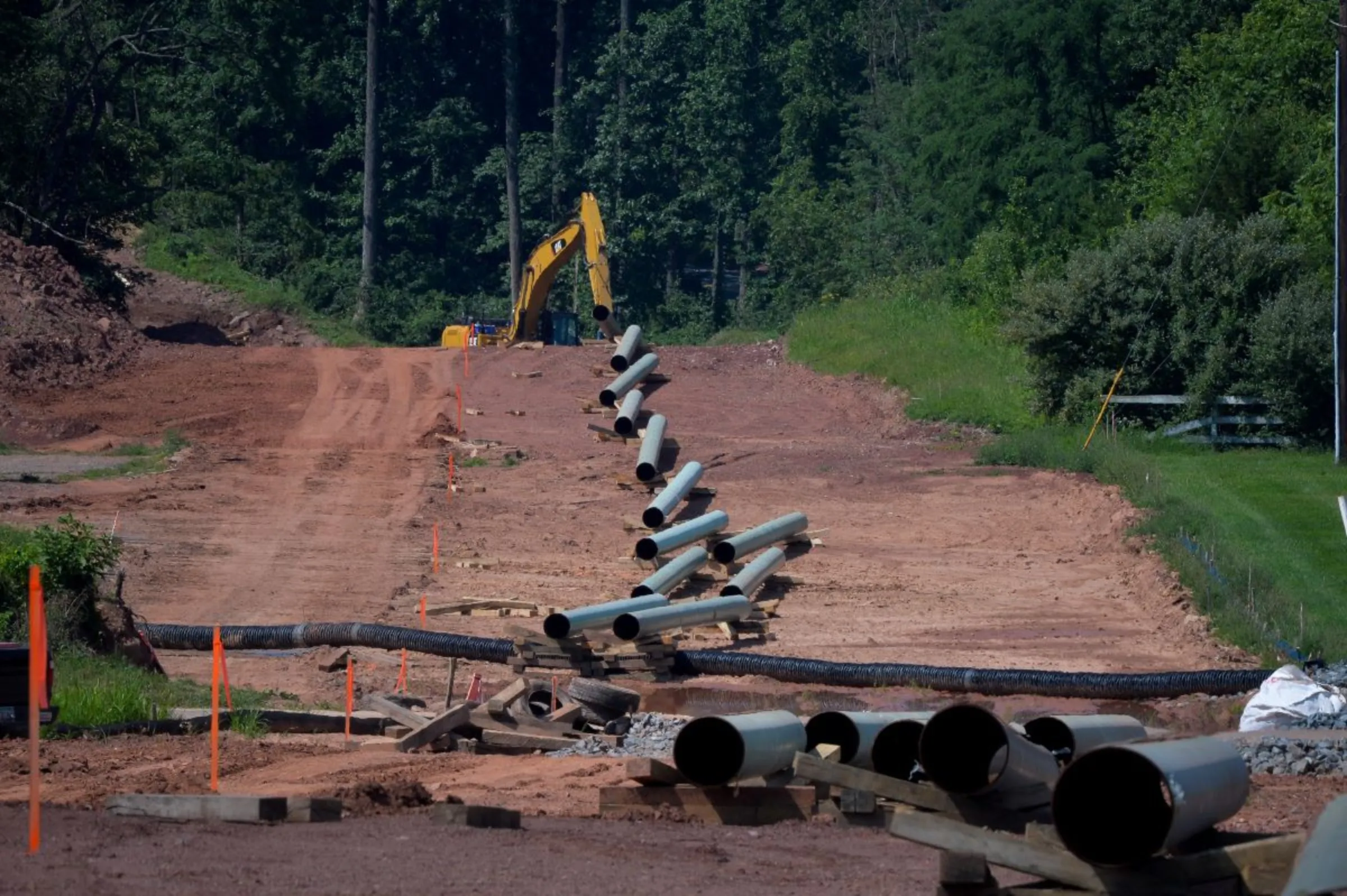 Construction work continues on Sunoco's Mariner East II natural gas pipeline near Morgantown in Chester County, Pennsylvania, August 1, 2017