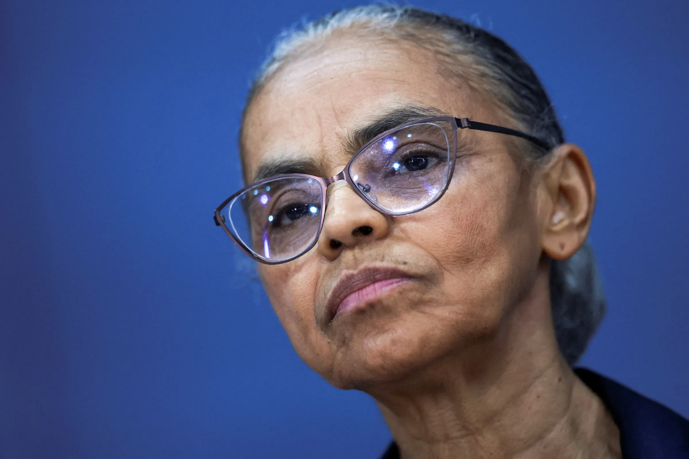 Brazil's Minister of the Environment and Climate Change, Marina Silva, attends a press conference in Brasilia, Brazil October 10, 2025. REUTERS/Adriano Machado