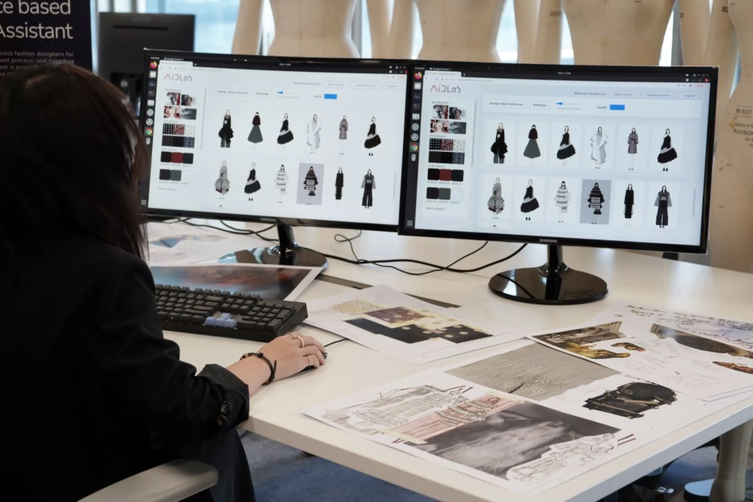 A woman uses AI-based Interactive Design Assistant for Fashion (AiDA). November 4, 2021. Laboratory for Artificial Intelligence in Design/Handout via Thomson Reuters Foundation