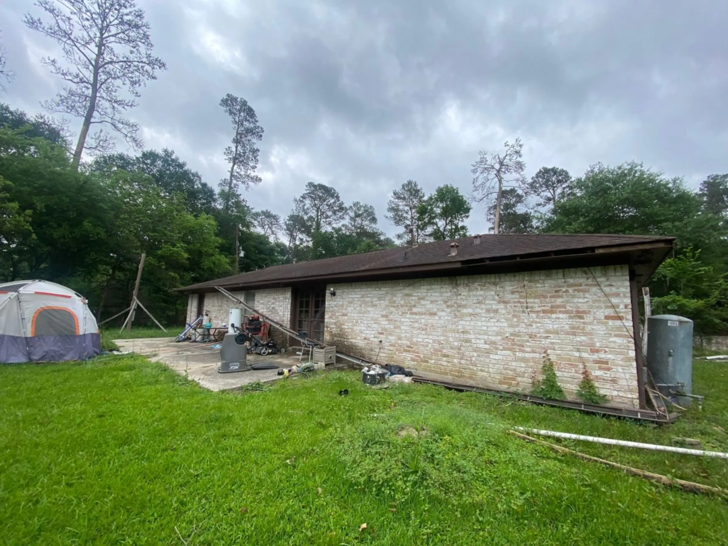 A Houston, Texas, home flooded by a hurricane in 2017 continues to stand unfinished in April 2023