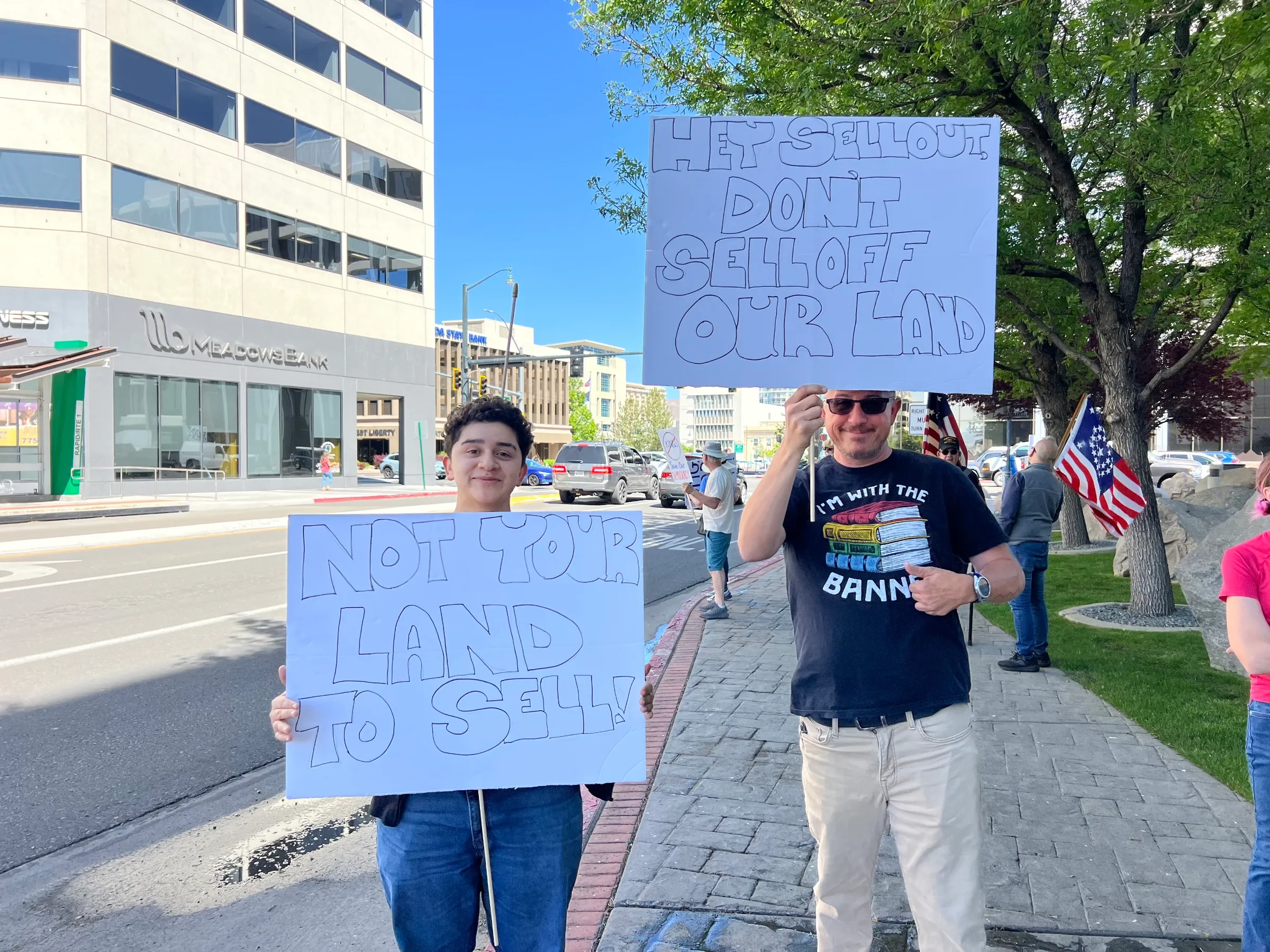 Protesters take part in a demonstration in Reno, Nevada, on May 20. Sierra Club Toiyabe Chapter/handout via Thomson Reuters Foundation