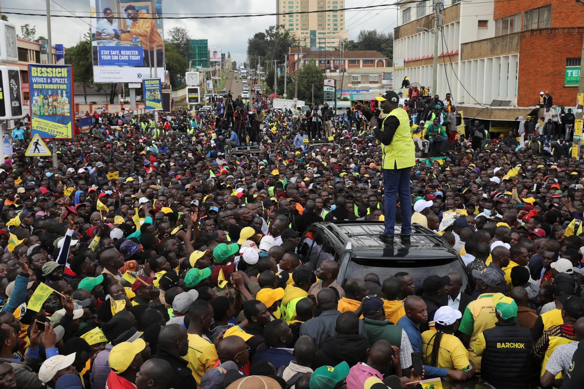 Kenya's Deputy President and presidential candidate William Ruto attends an election rally