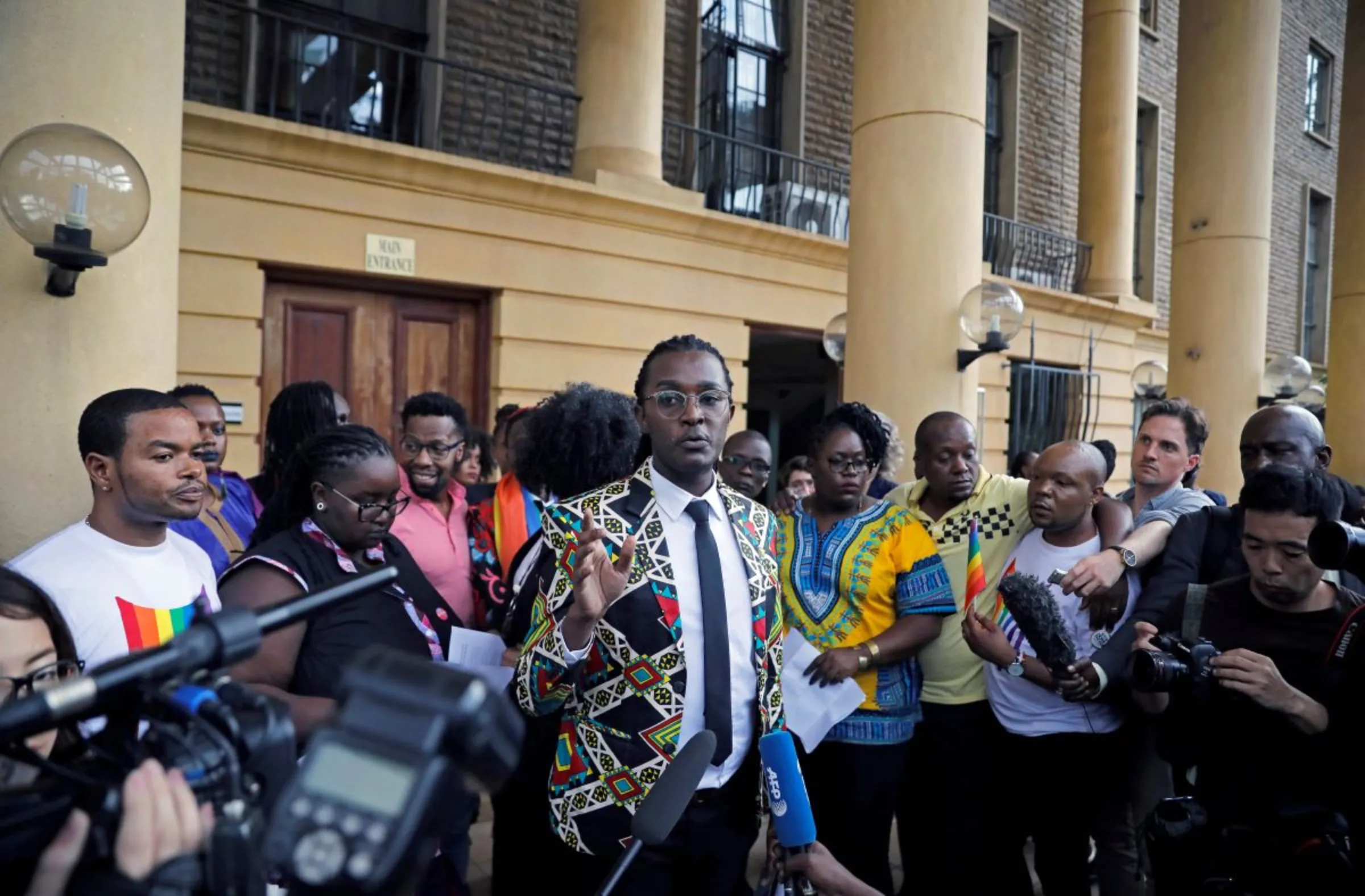 An LGBT activist delivers a statement after a ruling by Kenya's high court to upheld a law banning gay sex in Nairobi, Kenya May 24, 2019. REUTERS/Baz Ratner