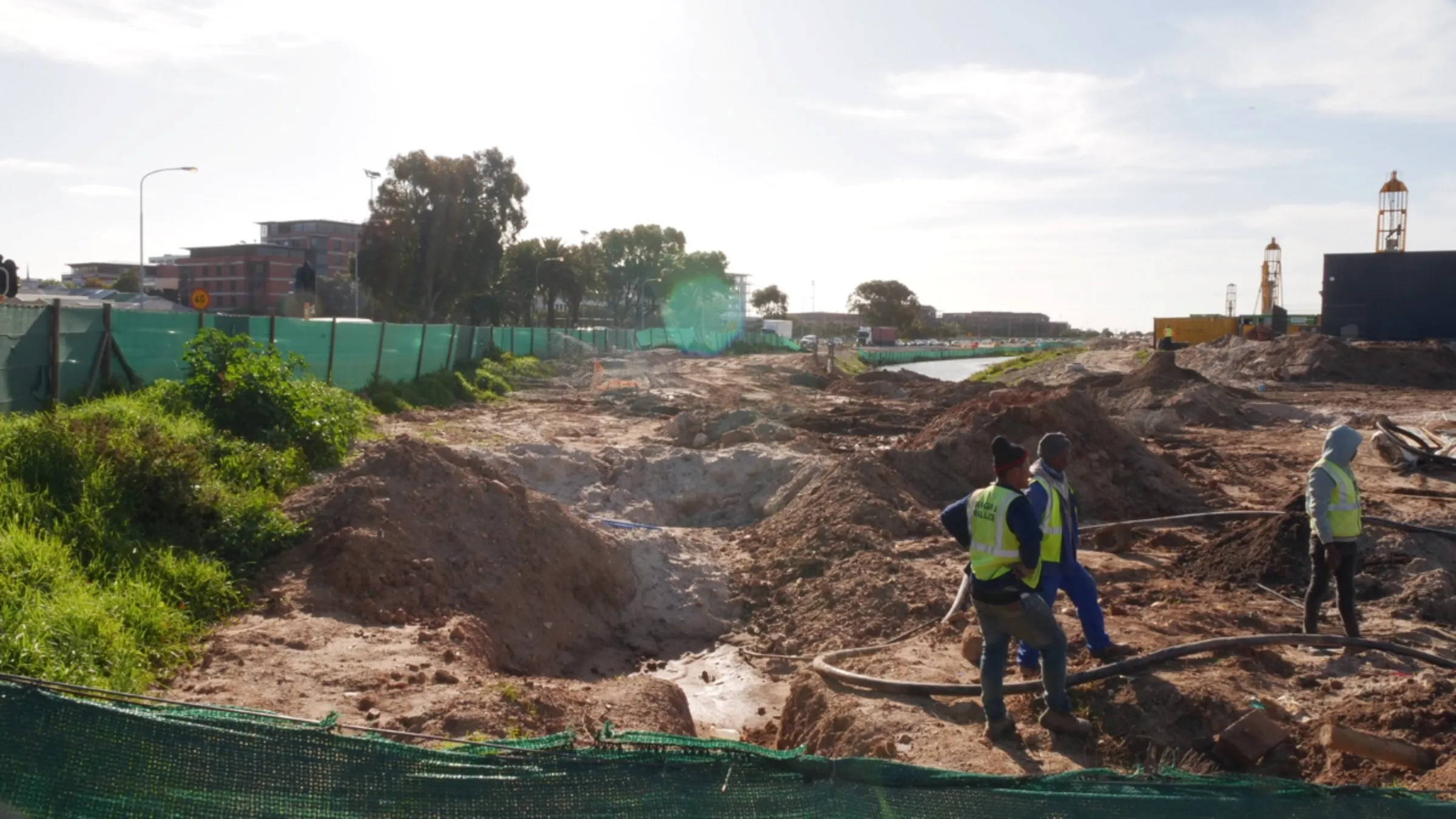 Constuction workers on the River Club Development where Amazon’s Africa headquarters will be found in Cape Town, South Africa, September 7, 2023