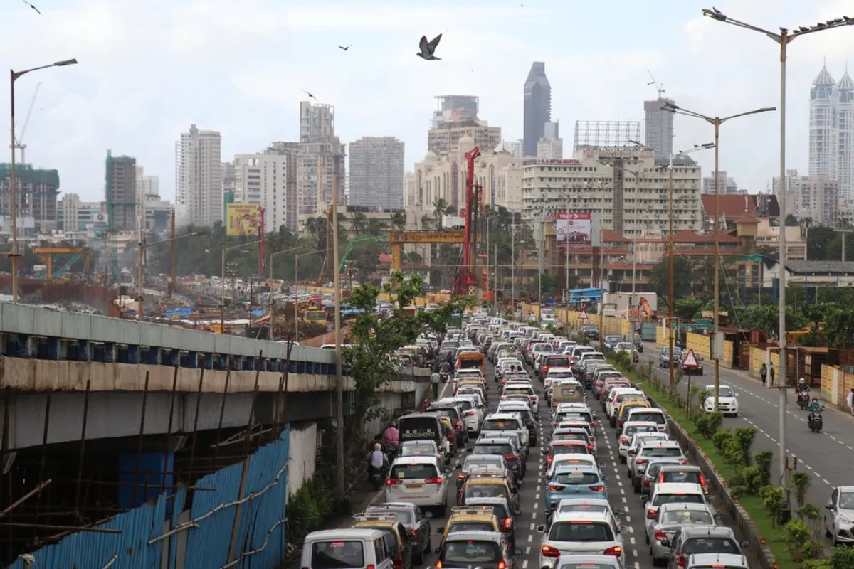 A view of a traffic jam on Marine Drive in Mumbai, India, September 8, 2021