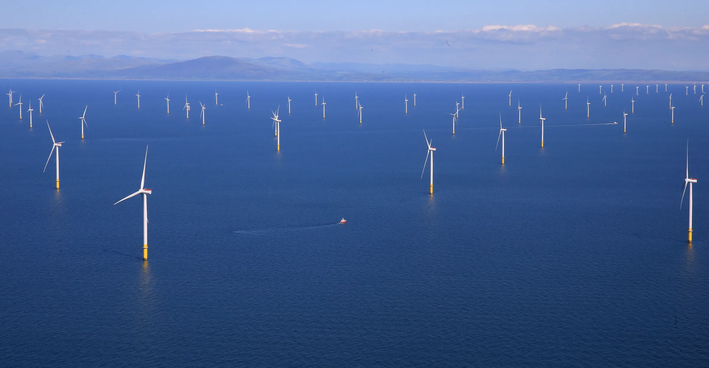 General view of the Walney Extension offshore wind farm operated by Orsted off the coast of Blackpool, Britain September 5, 2018