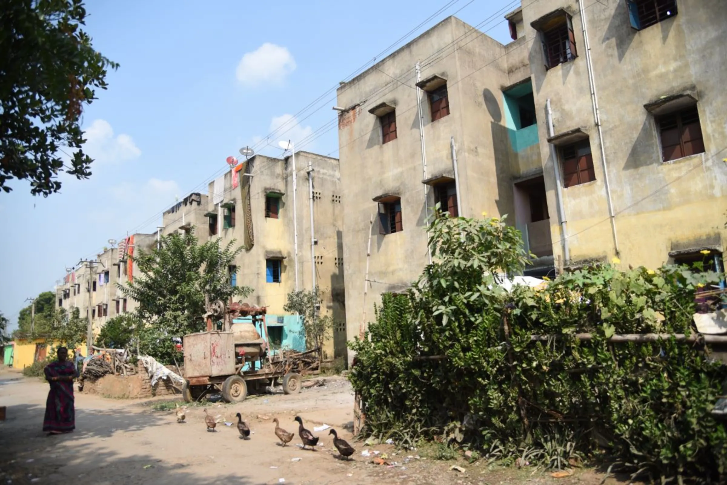 A housing colony to rehabilitate families living near the burning coalfield at Jharia, India,  November 10, 2022. Thomson Reuters Foundation/Tanmoy Bhaduri