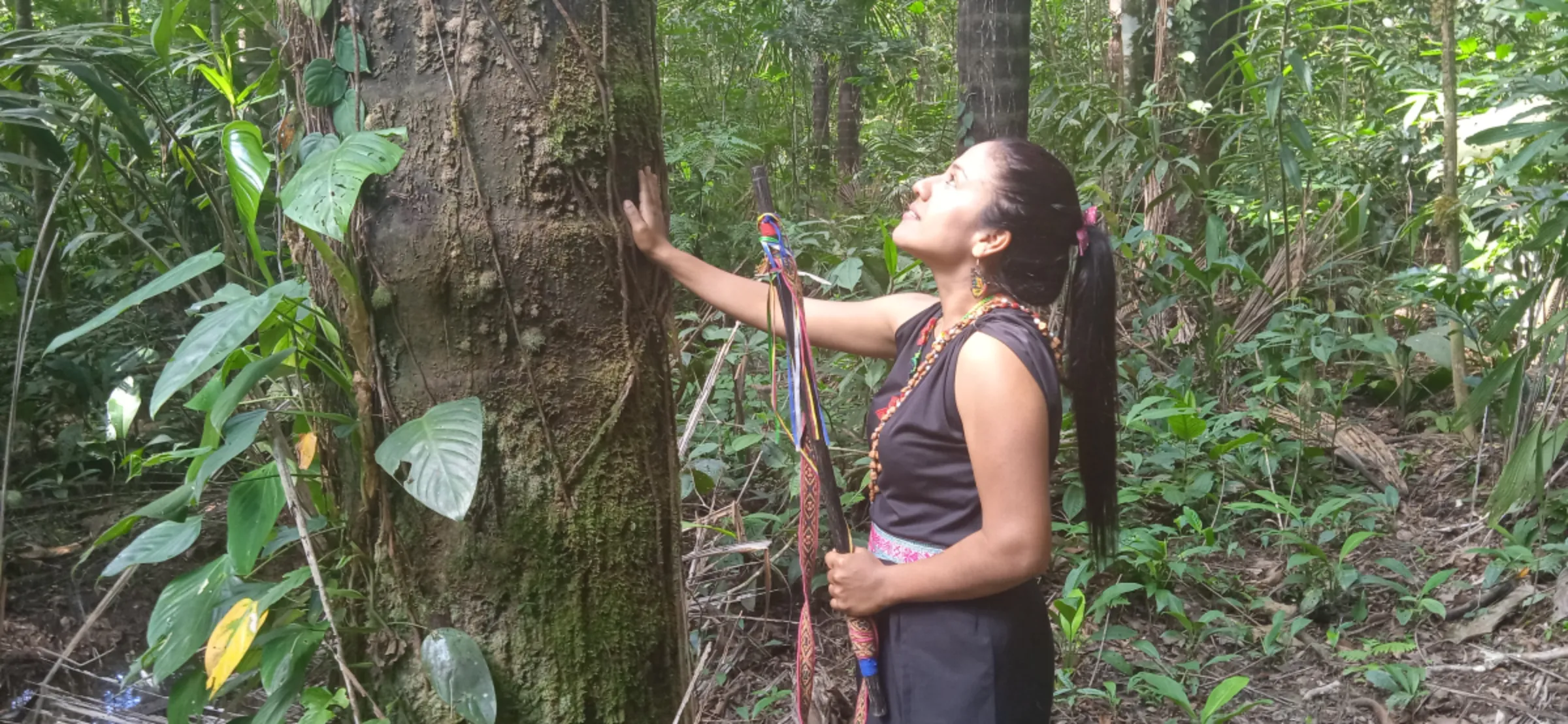 Jasbleidy Olivo, a female governor of the Inga indigenous people stands in their Albania rainforest reserve in the province of Putumayo, Colombia. February 3, 2023