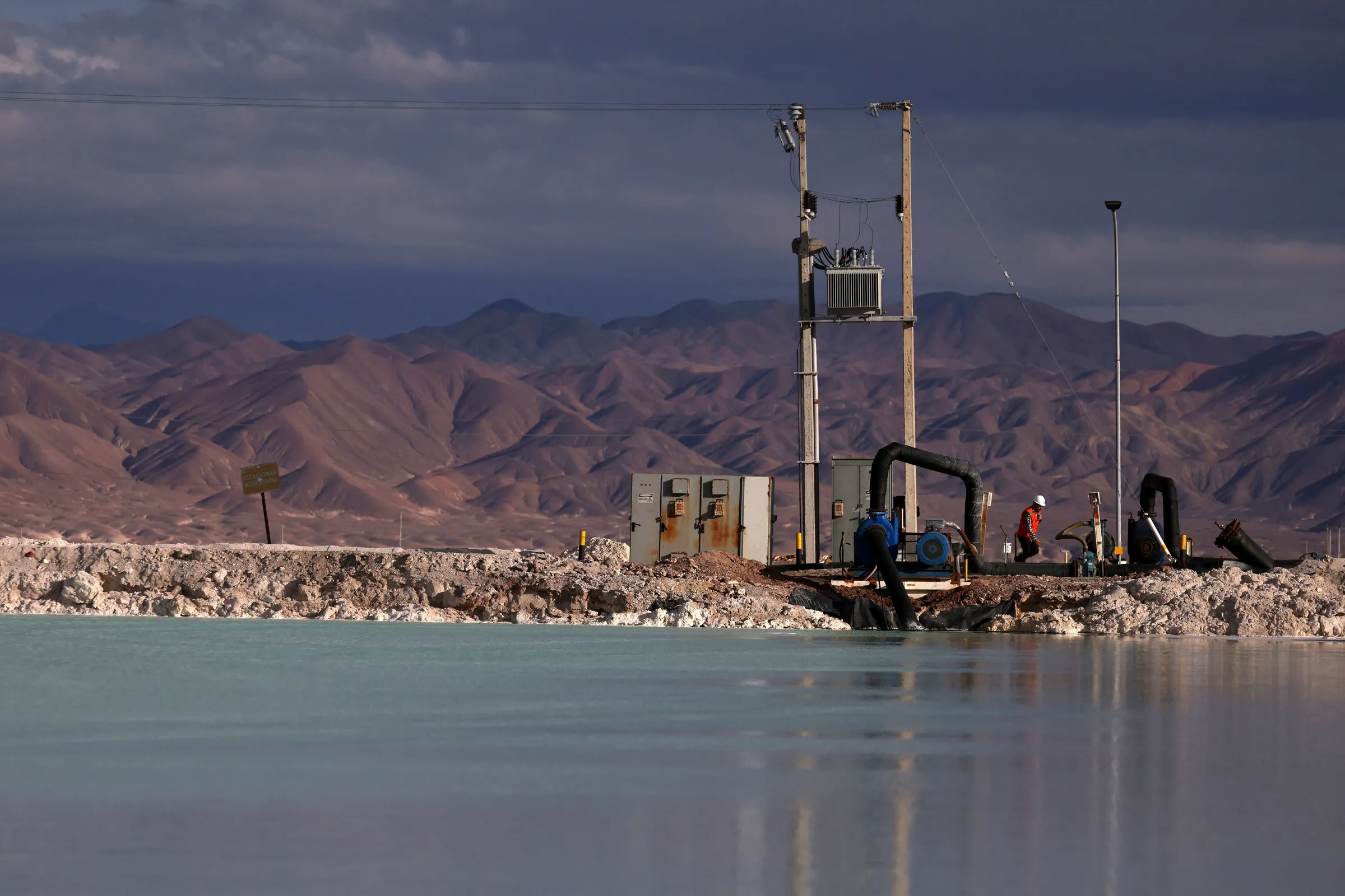 A view of a brine pool at SQM lithium mine at the Atacama salt flat is pictured, in Antofagasta region, Chile, May 3, 2023. REUTERS/Ivan Alvarado