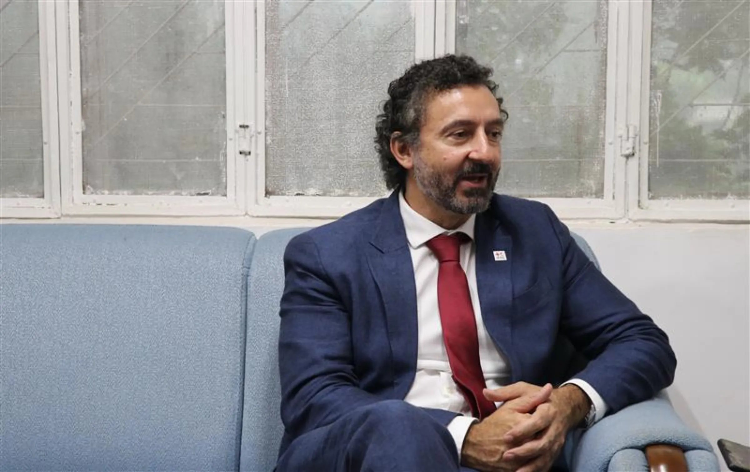 Alexander Matheou, Asia-Pacific regional director of the International Federation of Red Cross and Red Crescent Societies, speaks with Thomson Reuters Foundation/ Context on May 29, 2025. Shameul Islam Shovon/ Handout via Thomson Reuters Foundation