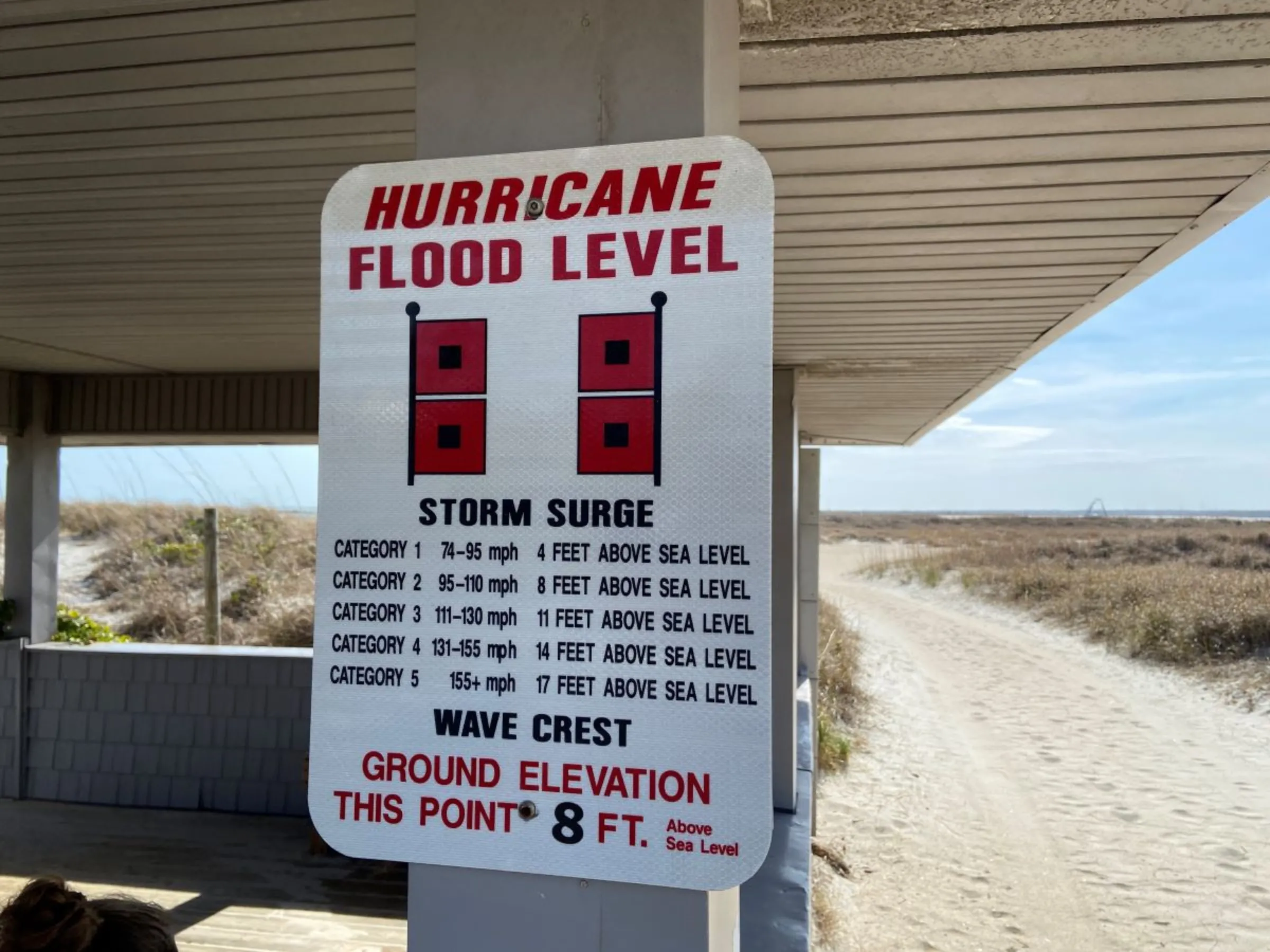 A hurricane flood level chart is pictured in New Hanover County, North Carolina, USA, February 28, 2024. Thomson Reuters Foundation/David Sherfinski