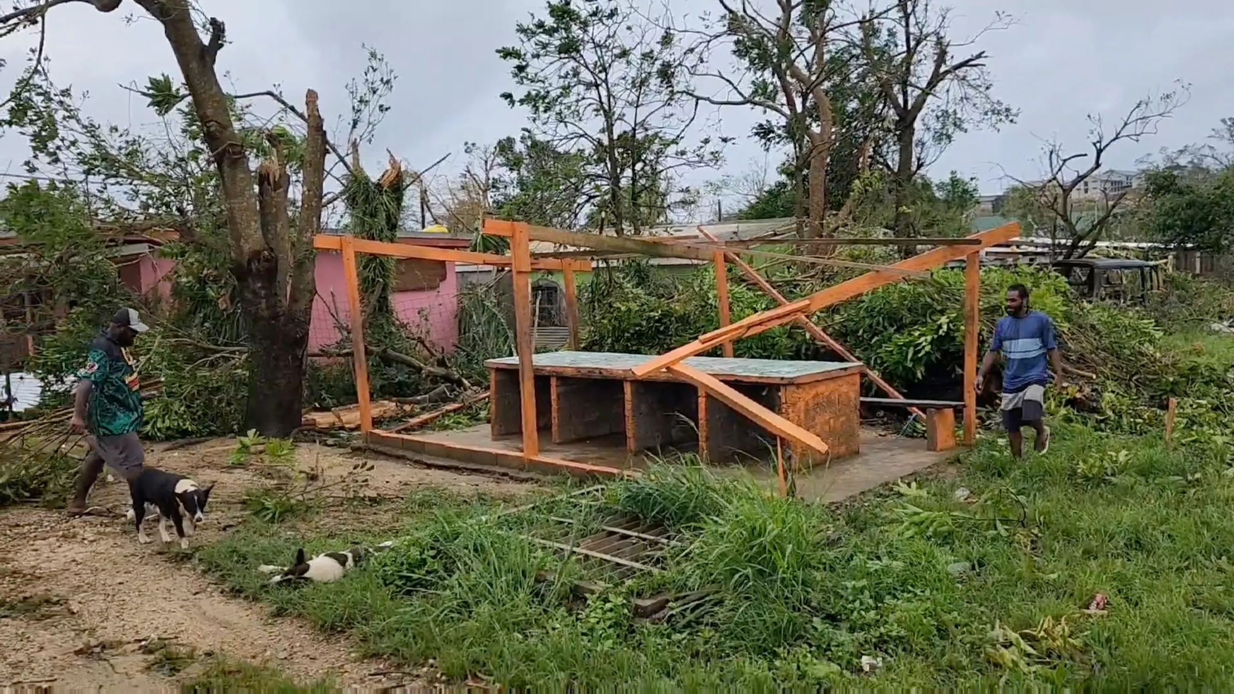 A view of the damage in the aftermath of Cyclone Kevin, in Port Vila, Vanuatu, March 4, 2023, in this screen grab obtained from a social media video. DevMode/via REUTERS