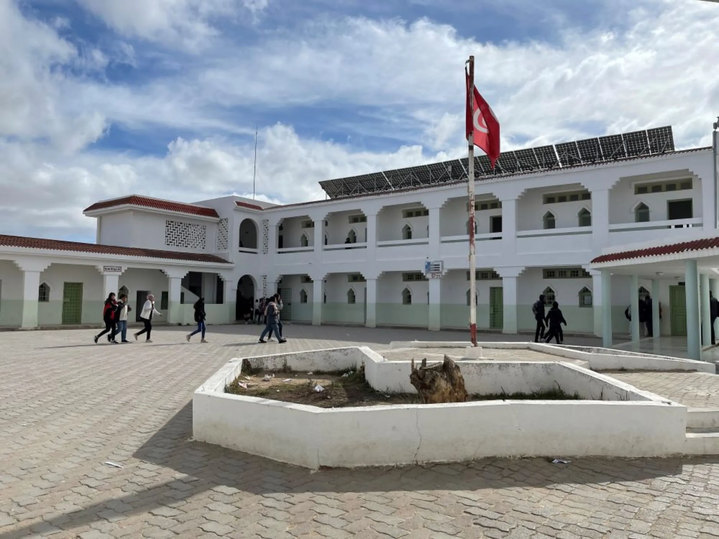 Students walking in the yard of the Makthar school in Siliana, northern Tunisia, February 3, 2023