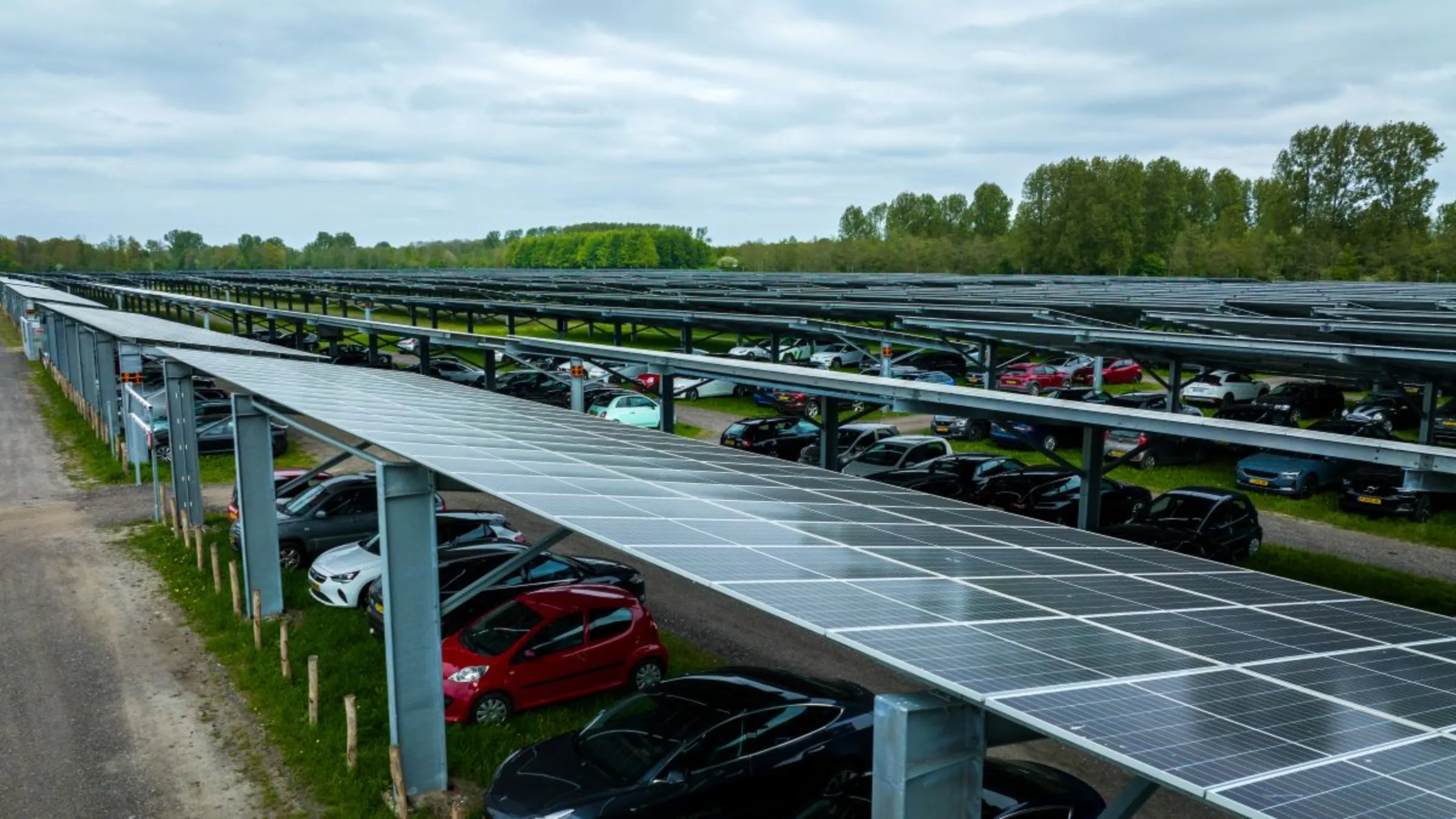Solar Carport Biddinghuizen in Biddinghuizen, the Netherlands, Solarfields/Handout via Thomson Reuters Foundation