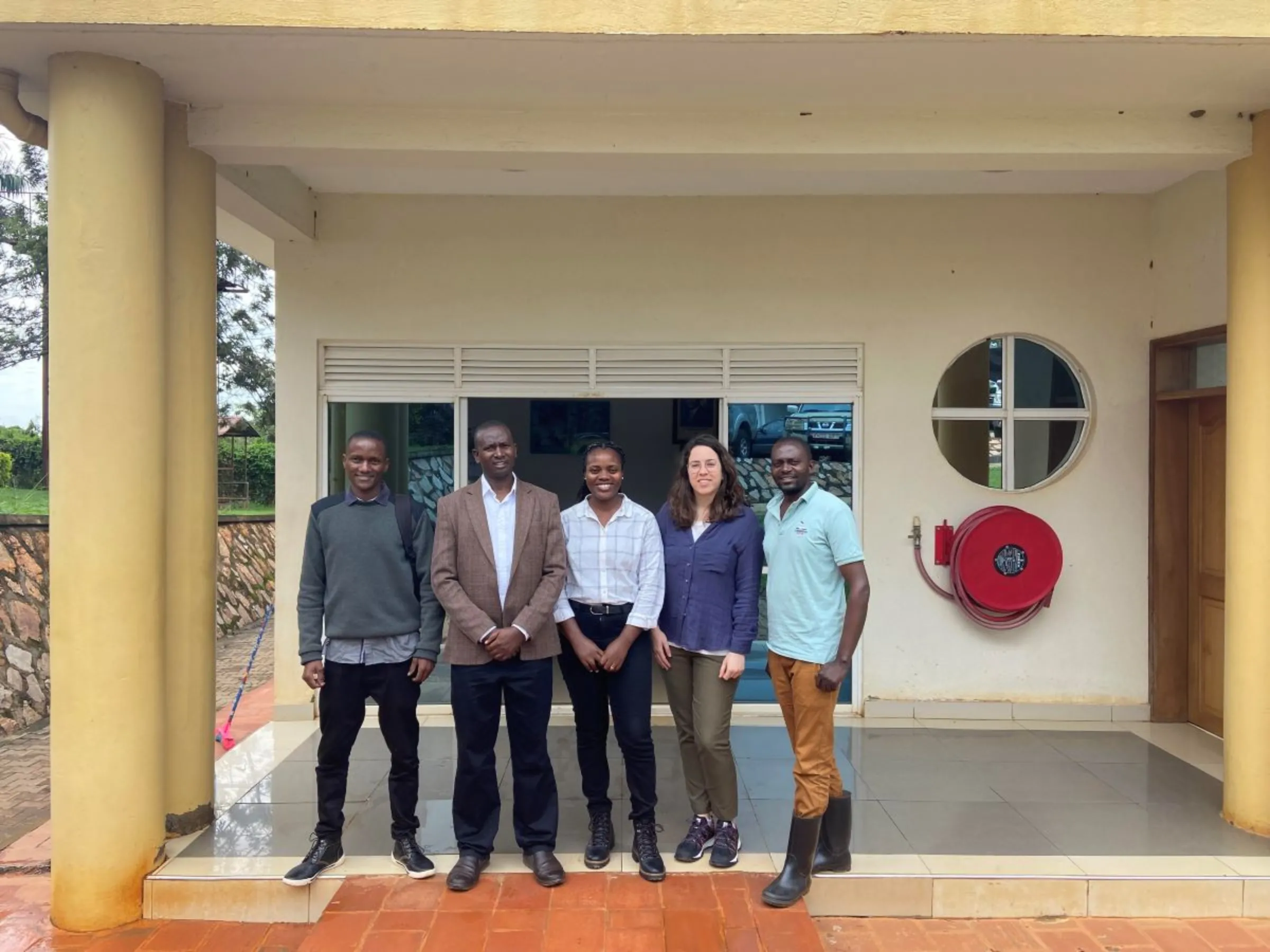The National Agricultural Crop Research Resources Institute hosts researchers looking at the use of AI for monitoring crop diseases and the effects of climate change in Namulonge in Uganda, March 2023. BUAIIR/Handout via Thomson Reuters Foundation