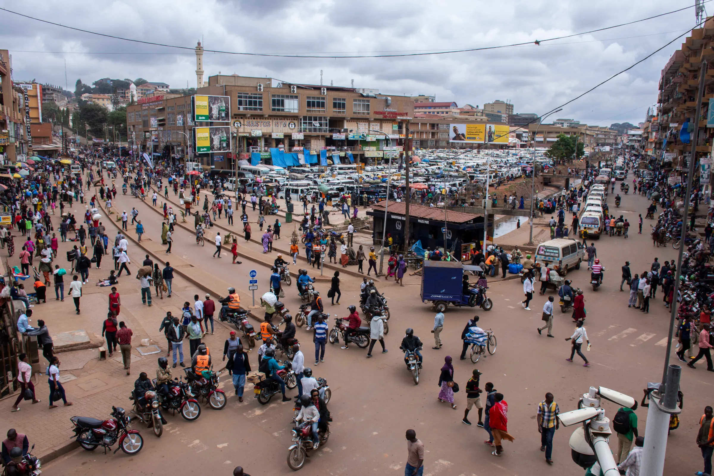 Street vendors sell their merchandise in Kampala, Uganda