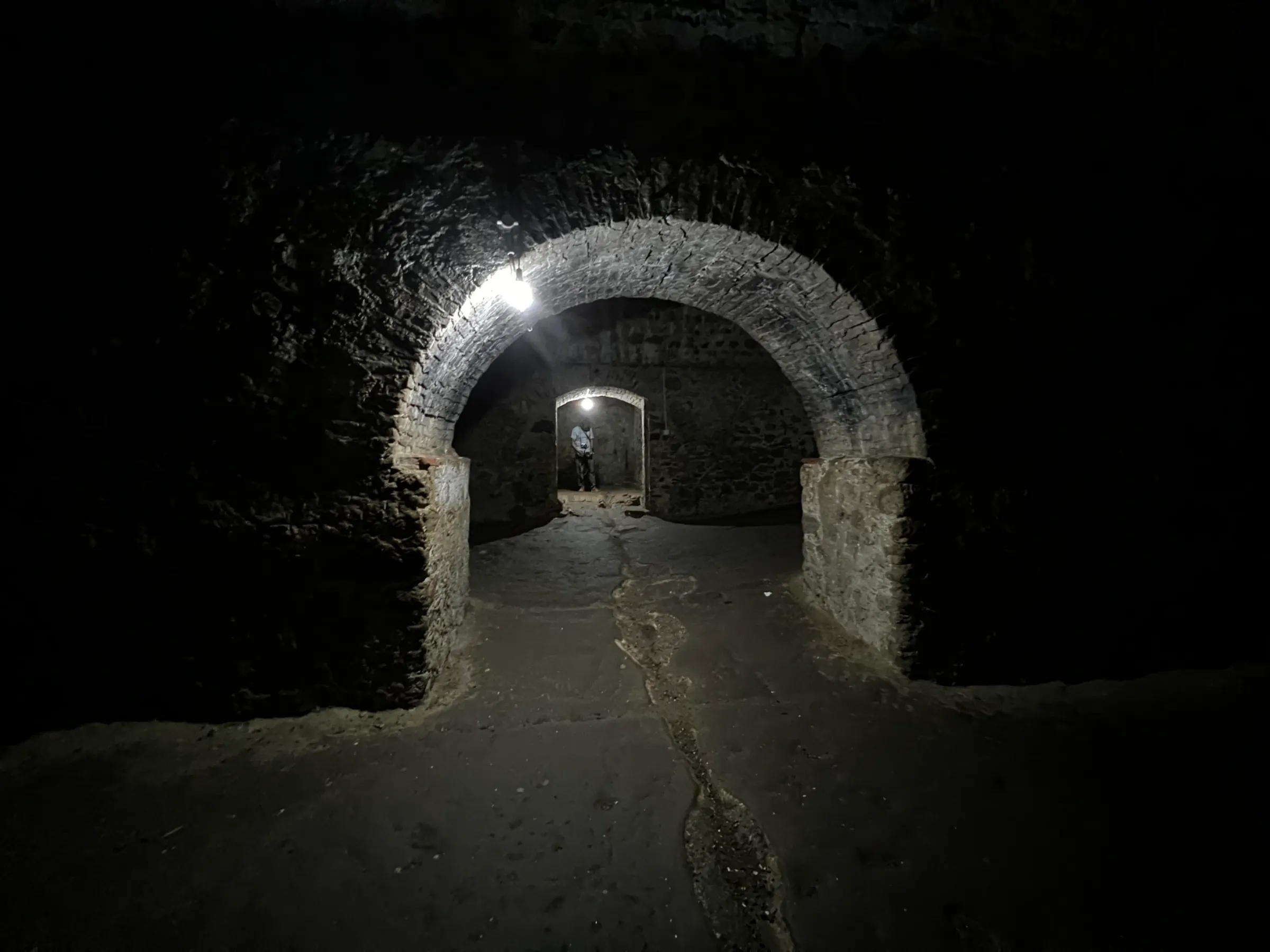Inside the male dungeons of Cape Coast Castle on the Cape Coast, Ghana on Aug 9, 2022