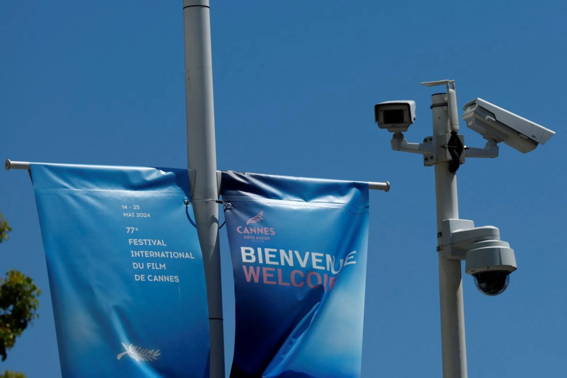 A security camera system is seen on the Croisette near the Festival Palace ahead of the opening of the 77th Cannes Film Festival in Cannes, France, May 13, 2024. REUTERS/Clodagh Kilcoyne