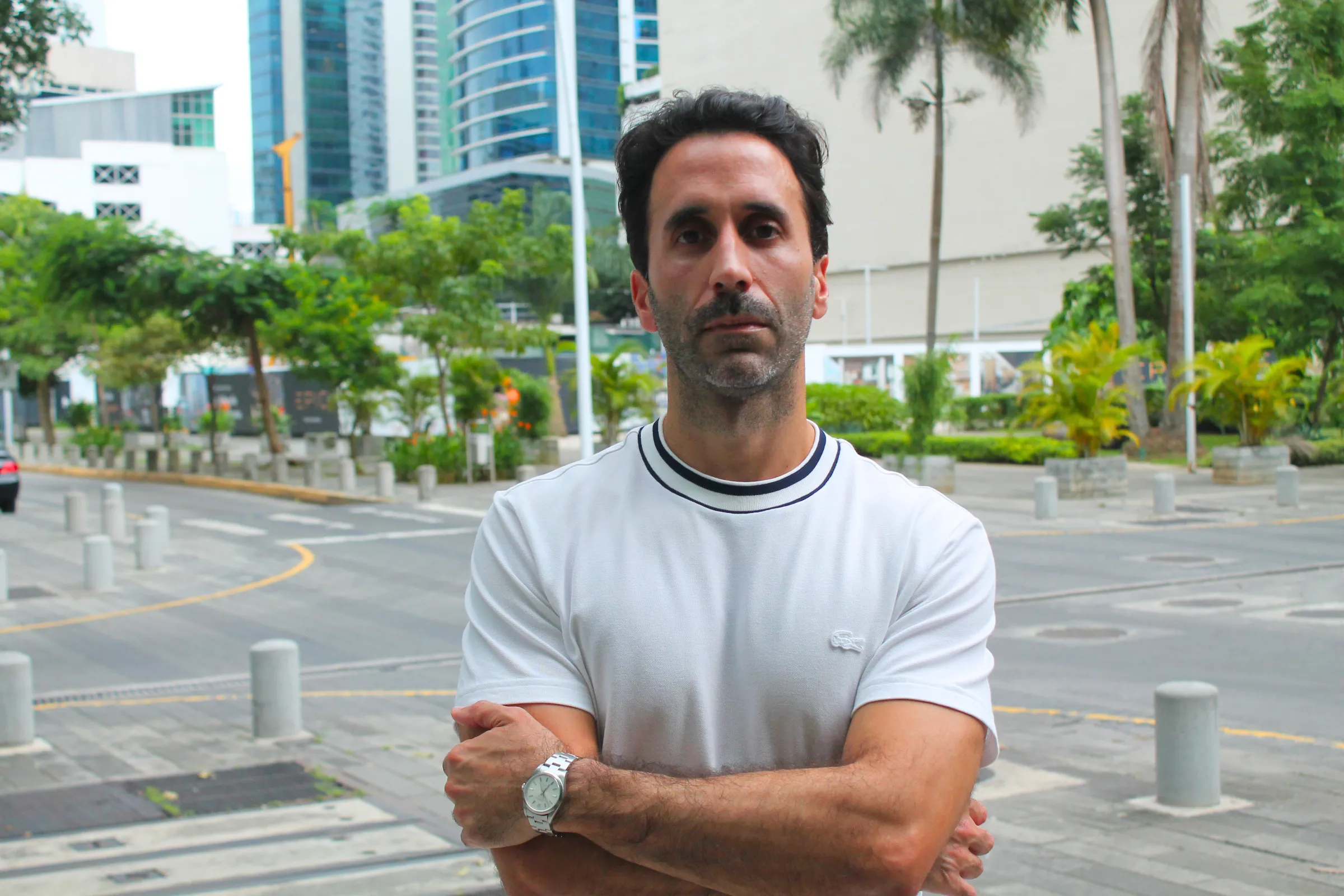Panamanian LGBTQ+ activist Iván Chanis poses for a picture after an interview in Panama City, Panama on November 28, 2025. Thomson Reuters Foundation/Enrique Anarte