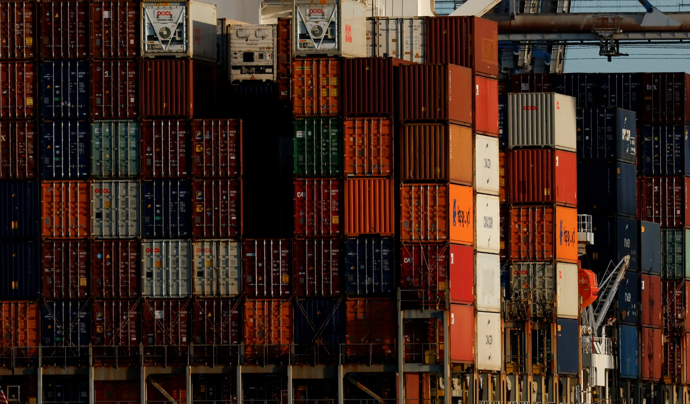 Containers are seen on the Liberia-flagged cargo ship 'Koi' at Malta Freeport in the Port of Marsaxlokk, Malta, February 4, 2025. REUTERS/Darrin Zammit Lupi