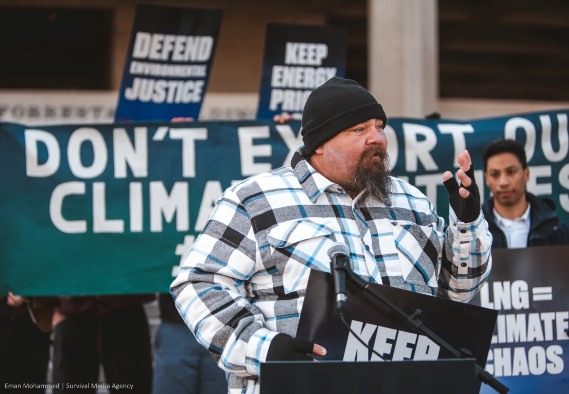 Demonstrators from Louisiana deliver a petition in Washington urging the U.S. government to halt LNG export projects on the Gulf coast in November 2023. Eman Mohammed/Survival Media Agency/Handout via Thomson Reuters Foundation