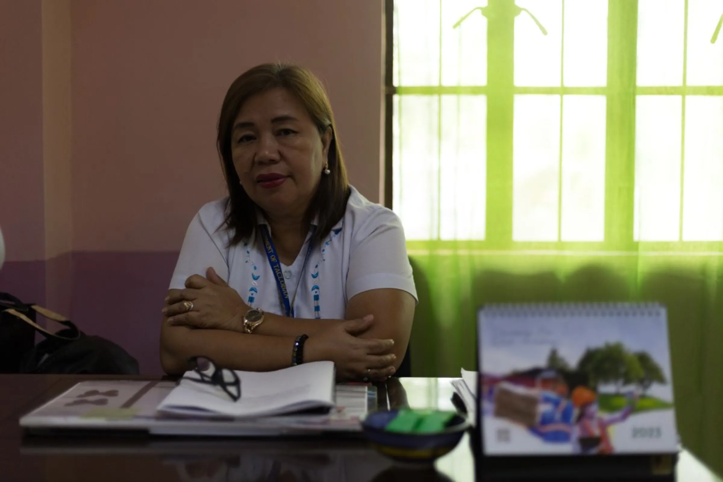 Maria Madelyn Ebin is the newly appointed head of the Women and Children’s Shelter of Tacloban, Tacloban City, Philippines, October 9, 2023. Thomson Reuters Foundation/Kathleen Limayo