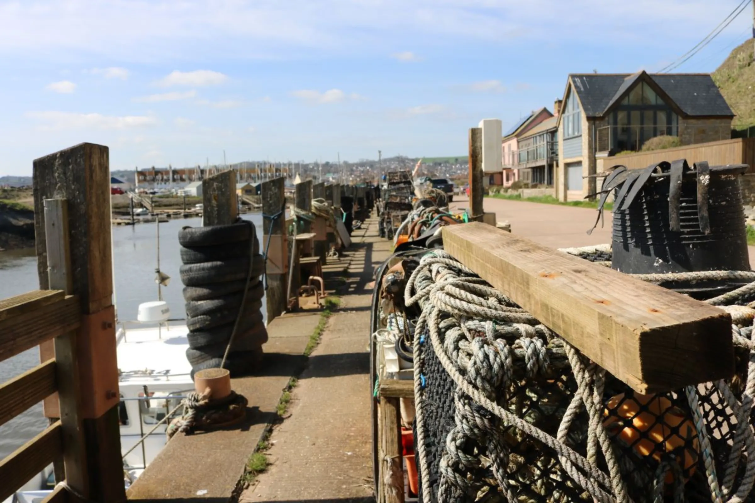 Fishing equipment in the Lyme Bay Marine Protected Area (MPA) in Axmouth, Britain, April 4, 2023. Thomson Reuters Foundation/Jack Graham