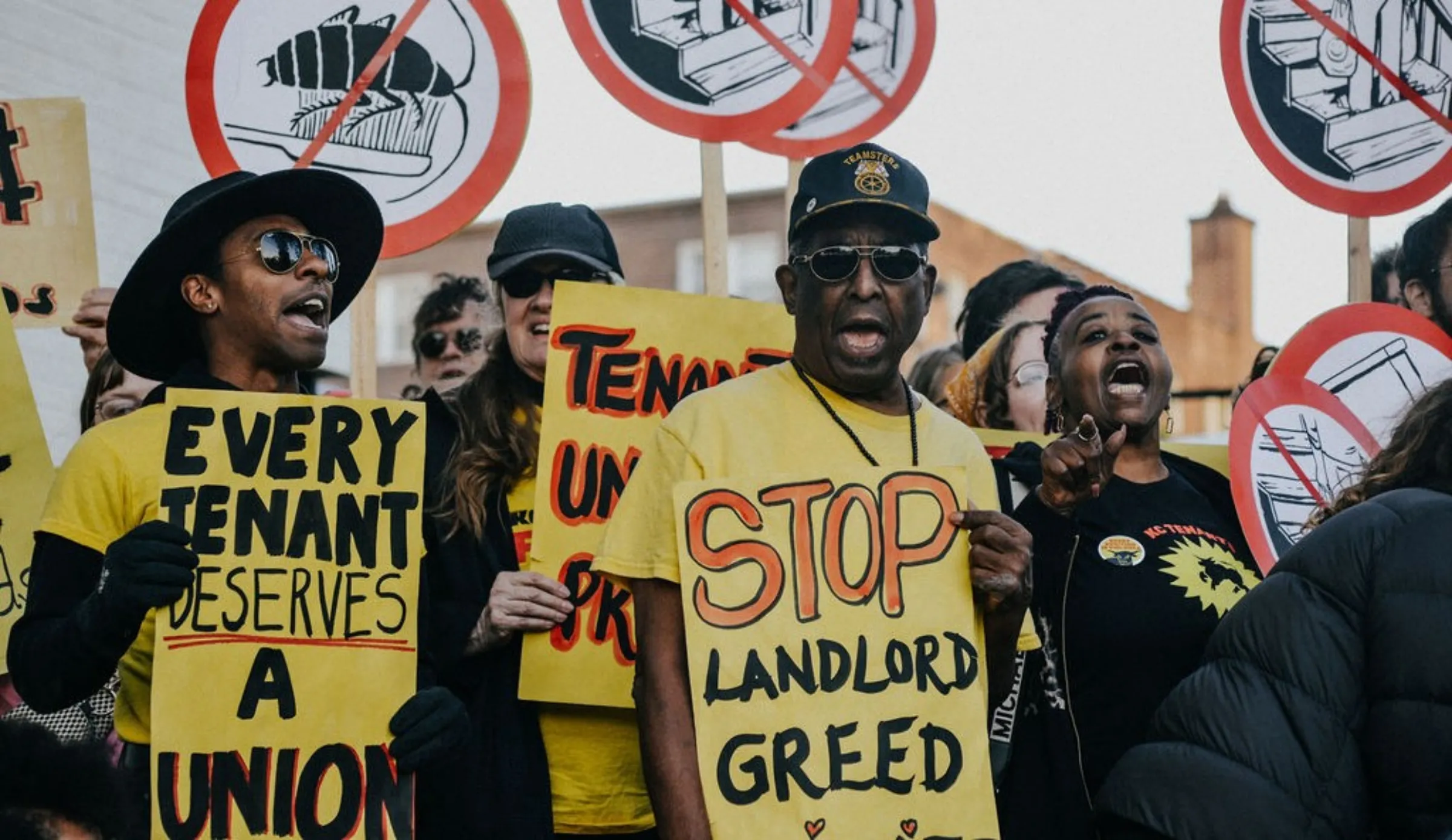 Tenants and organizers take part in a rent strike in Kansas City, Missouri, on October 1, 2024. Jillian Guthrie/Handout via Thomson Reuters Foundation