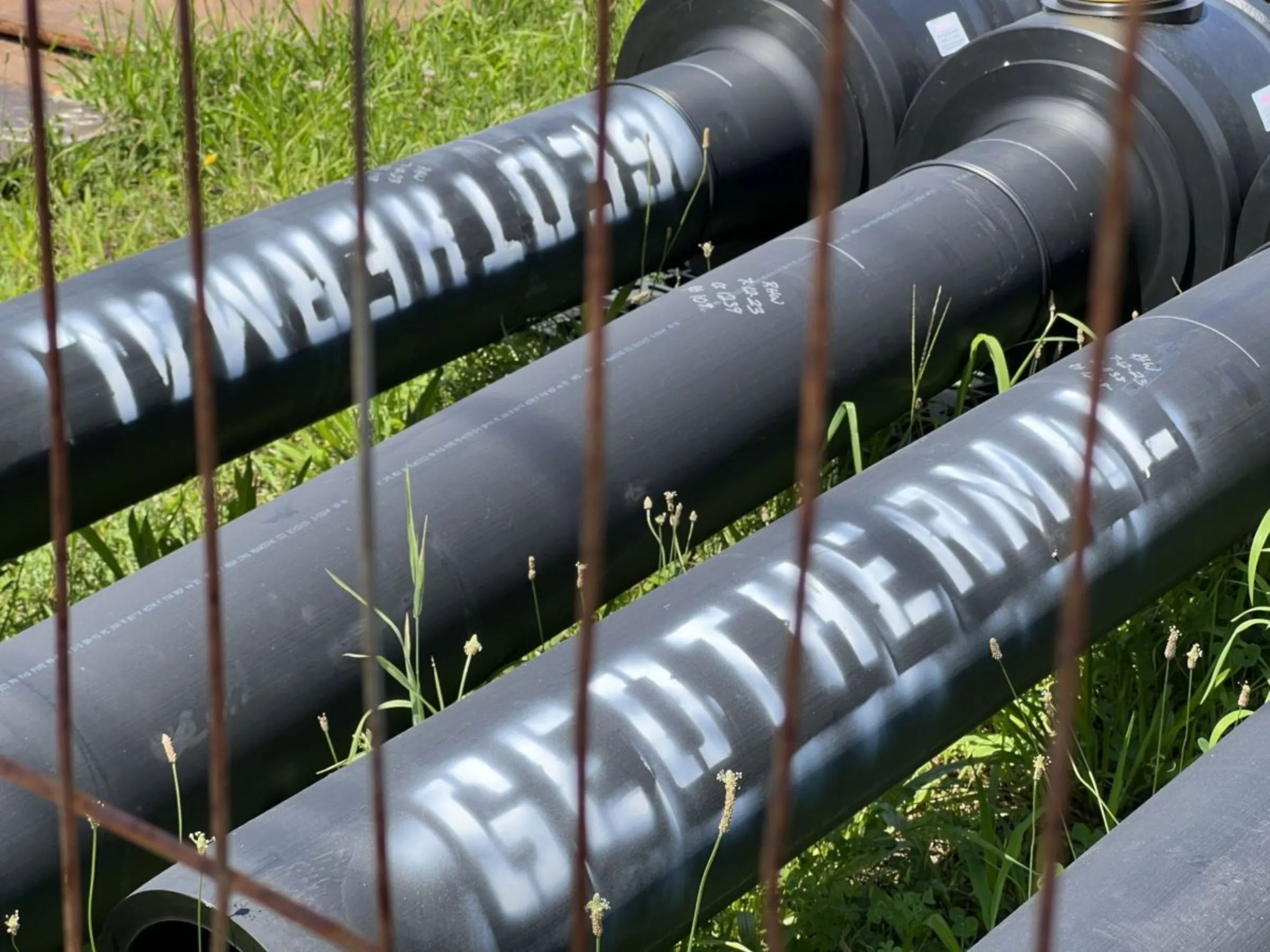 Pipes await installation for a pilot community geothermal project in Framingham, Massachusetts, on August 10, 2023. Eversource/Handout via Thomson Reuters Foundation