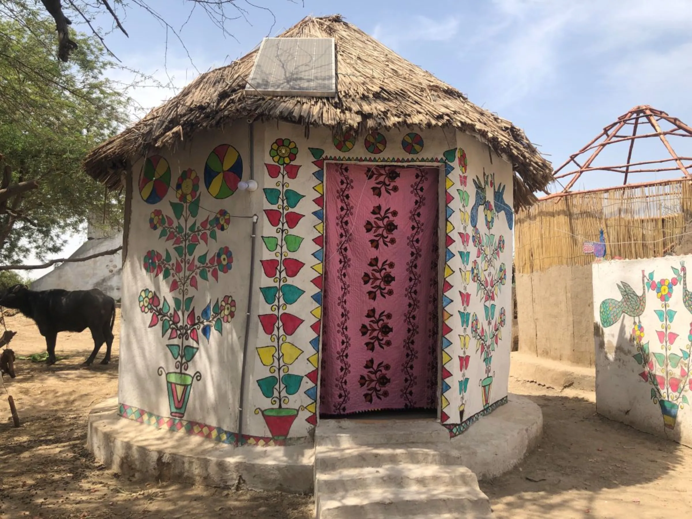 A conical shaped safe room, built by the Heritage Foundation of Pakistan in Wasram village, Tando Allah Yar District, Pakistan, April 9, 2023. Thomson Reuters Foundation/Zofeen T. Ebrahim