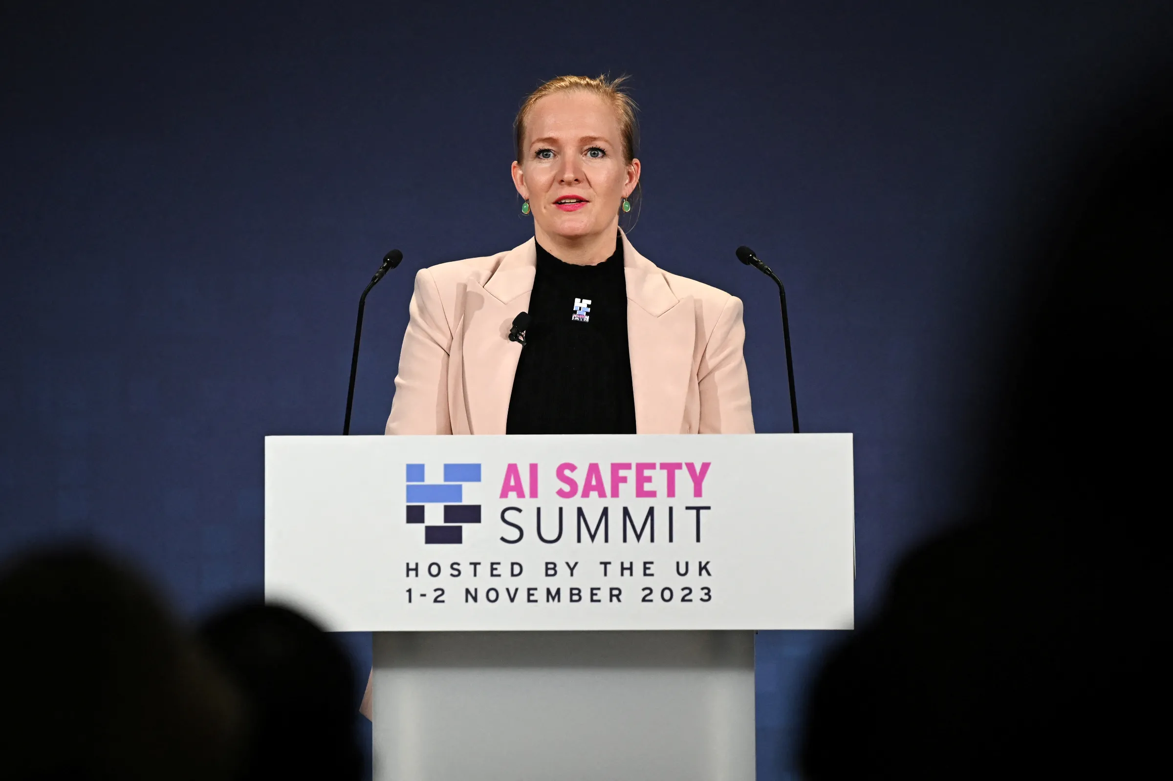 Marietje Schaake, the International Policy Director at Stanford University Cyber Policy Center, attends the AI Safety Summit at Bletchley Park in Bletchley, Britain, November 1, 2023. Leon Neal/Pool via REUTERS